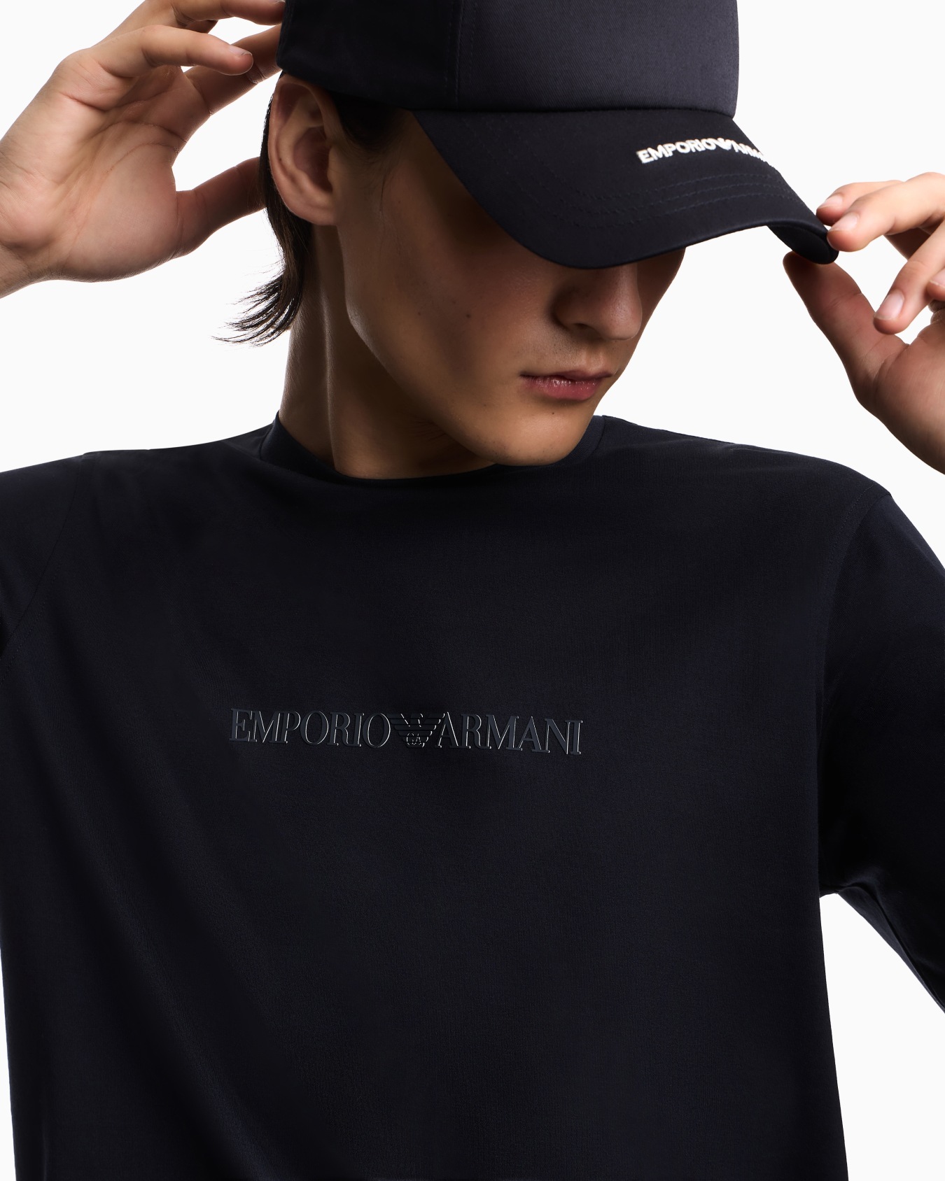 Slim-fit Pima jersey jumper with printed logo Slide 4