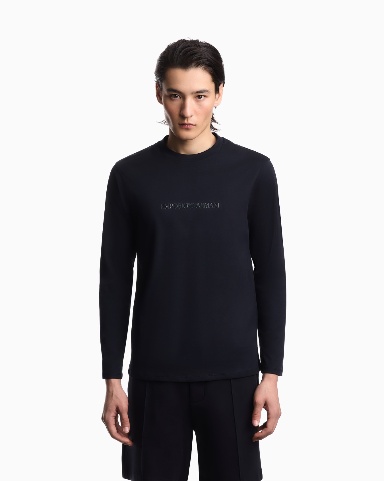 Slim-fit Pima jersey jumper with printed logo Slide 3