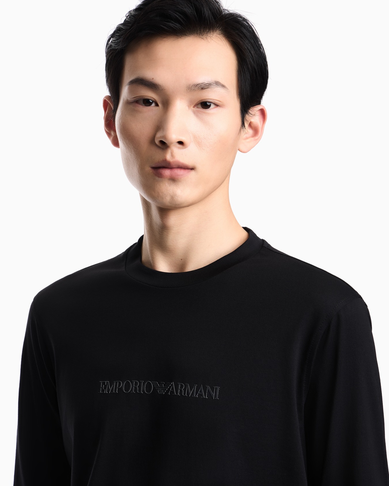 Maglia slim fit in jersey Pima con stampa logo Slide 4