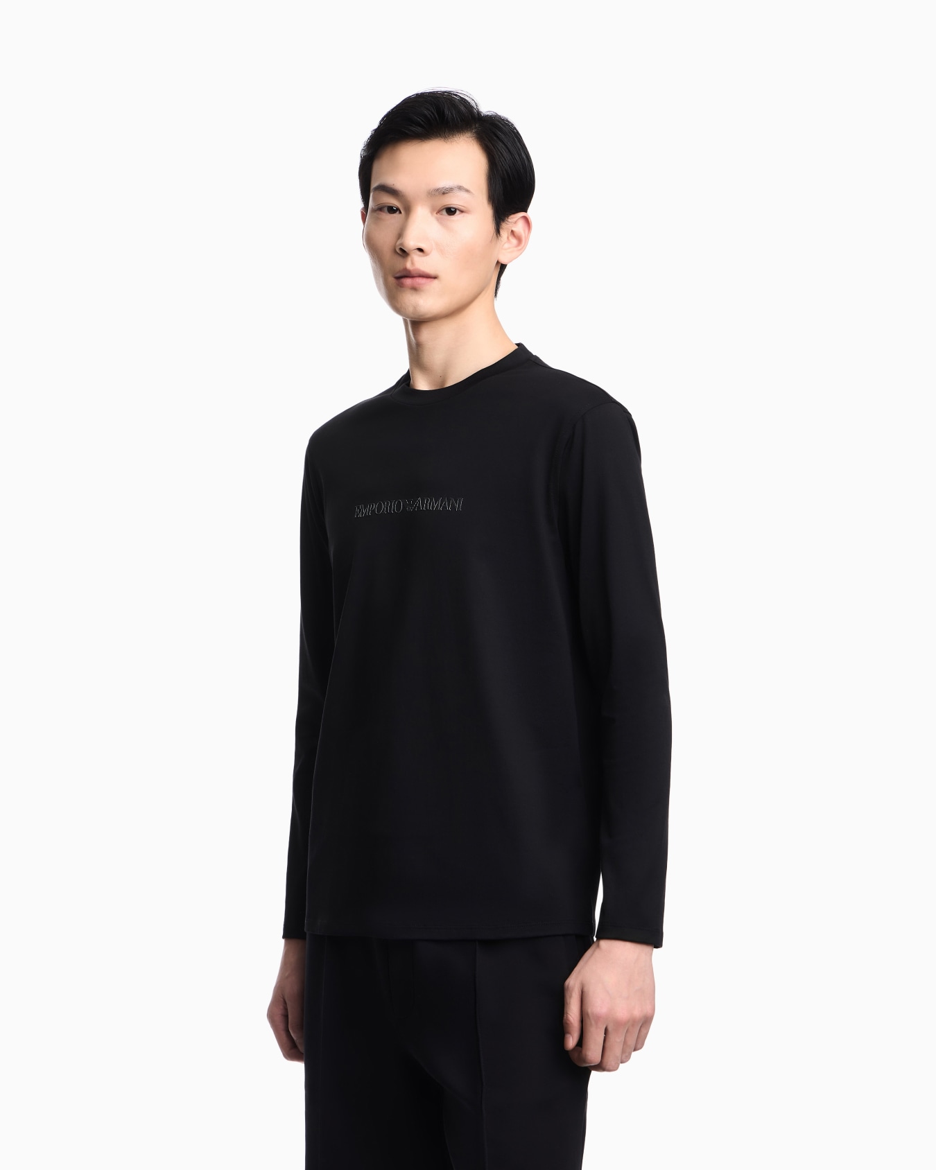 Slim-fit Pima jersey jumper with printed logo Slide 3