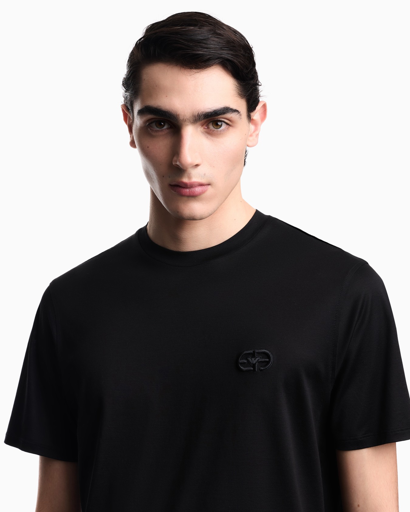 Lyocell-blend jersey T-shirt with EA logo embroidery Slide 4