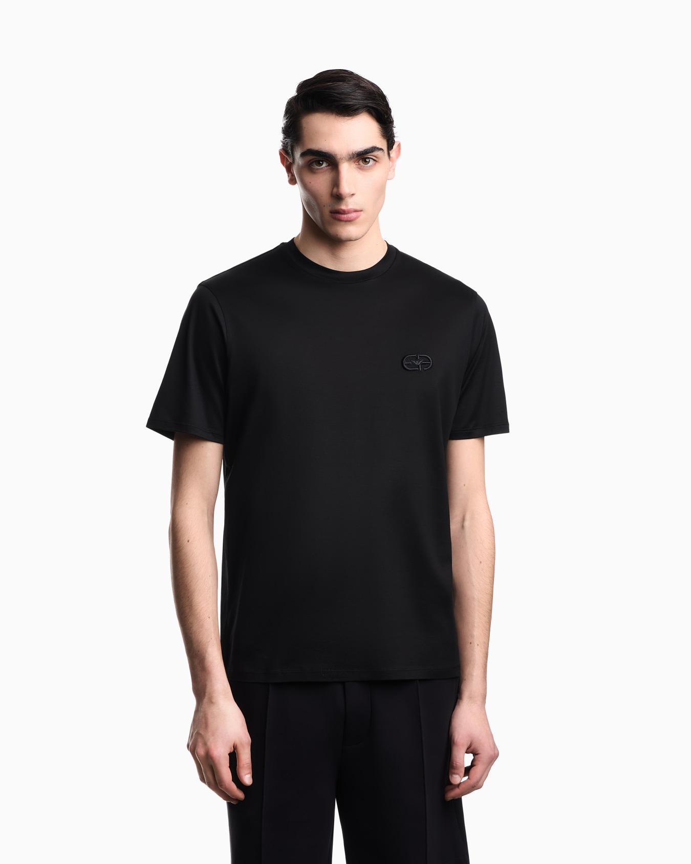 Lyocell-blend jersey T-shirt with EA logo embroidery Slide 3