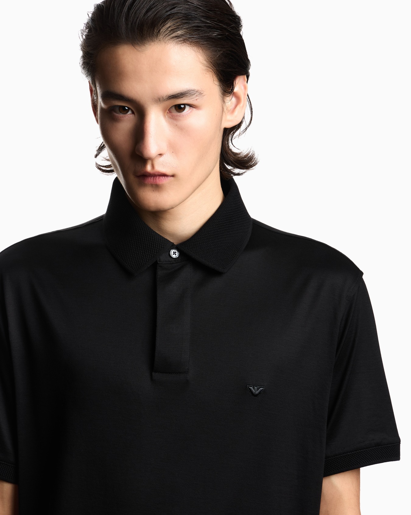 Bombé micro eagle polo shirt in lyocell blend jersey Slide 4