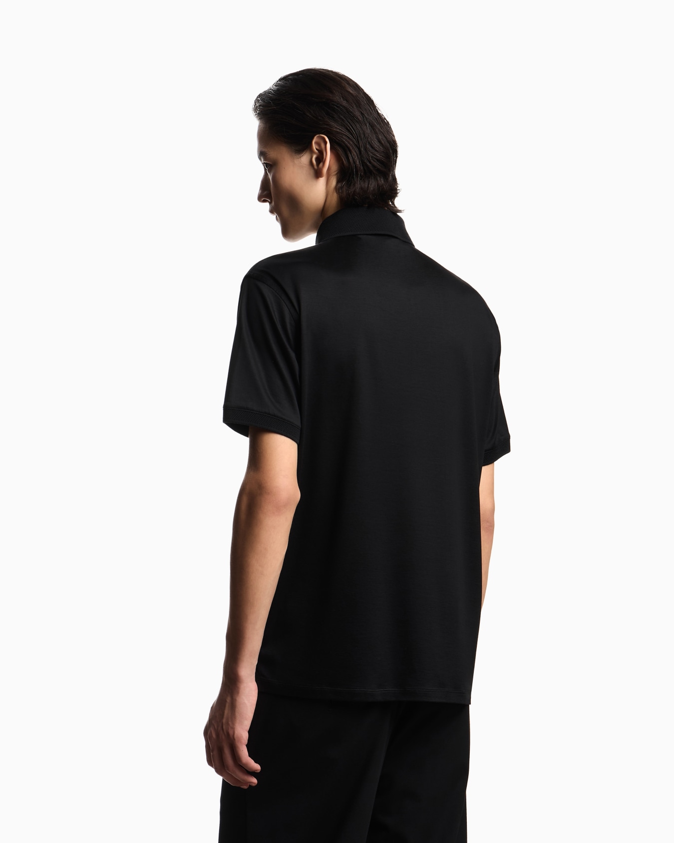 Bombé micro eagle polo shirt in lyocell blend jersey Slide 2