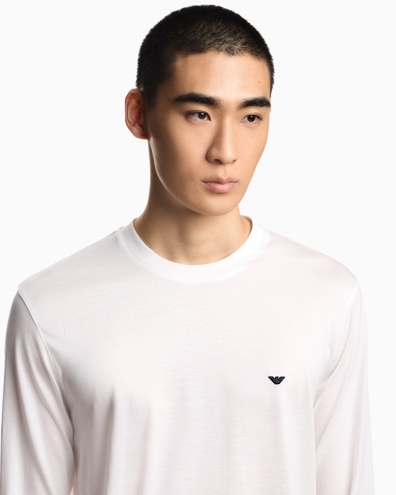 Lyocell-blend jersey jumper with embossed eagle embroidery Slide 4