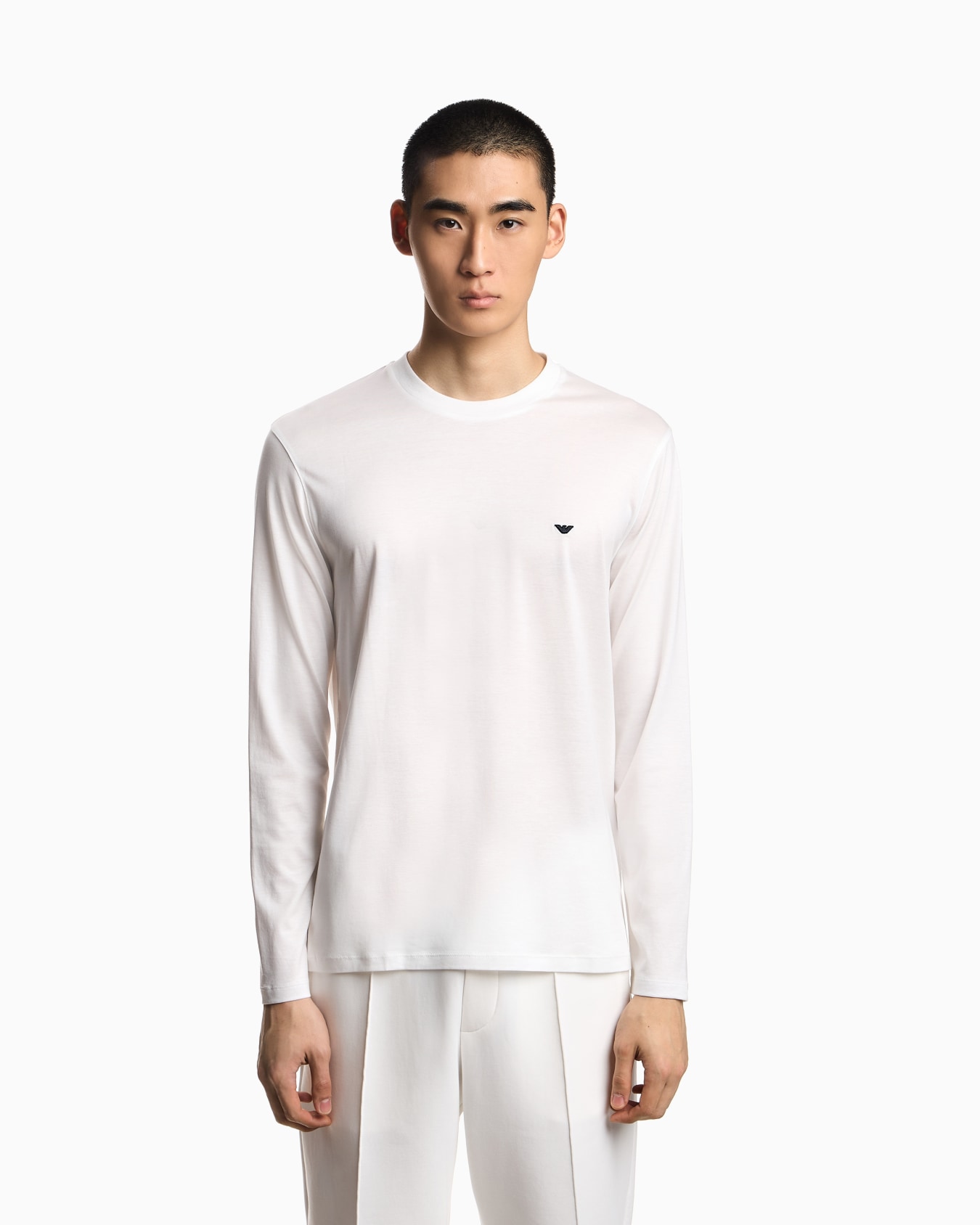 Lyocell-blend jersey jumper with embossed eagle embroidery Slide 3