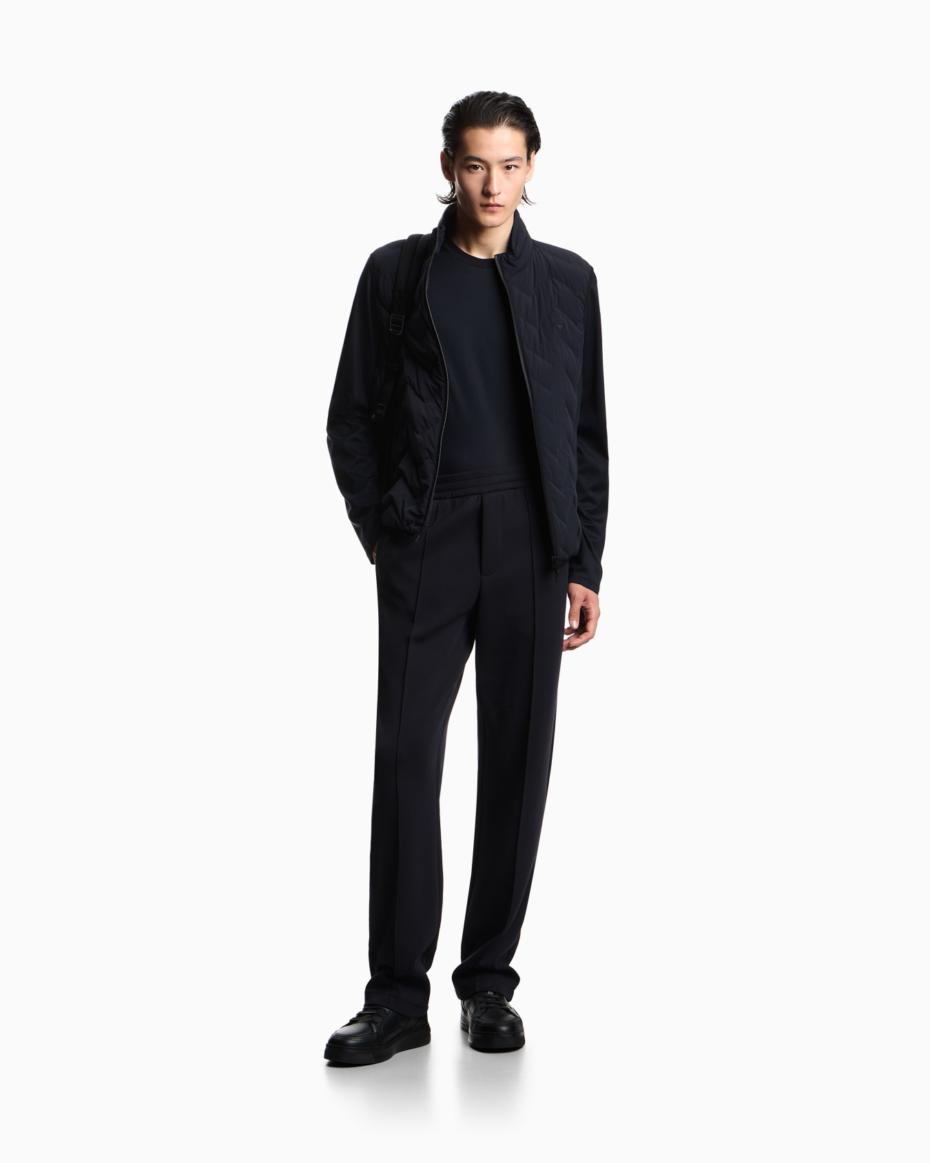 Lyocell-blend jersey jumper with embossed eagle embroidery Slide 1