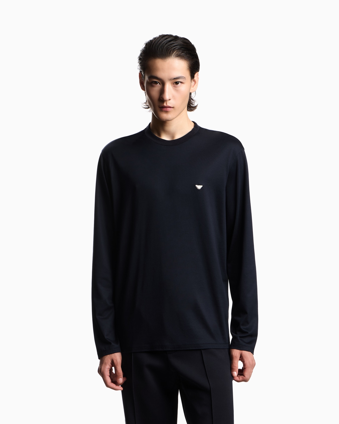 Lyocell-blend jersey jumper with embossed eagle embroidery Slide 3