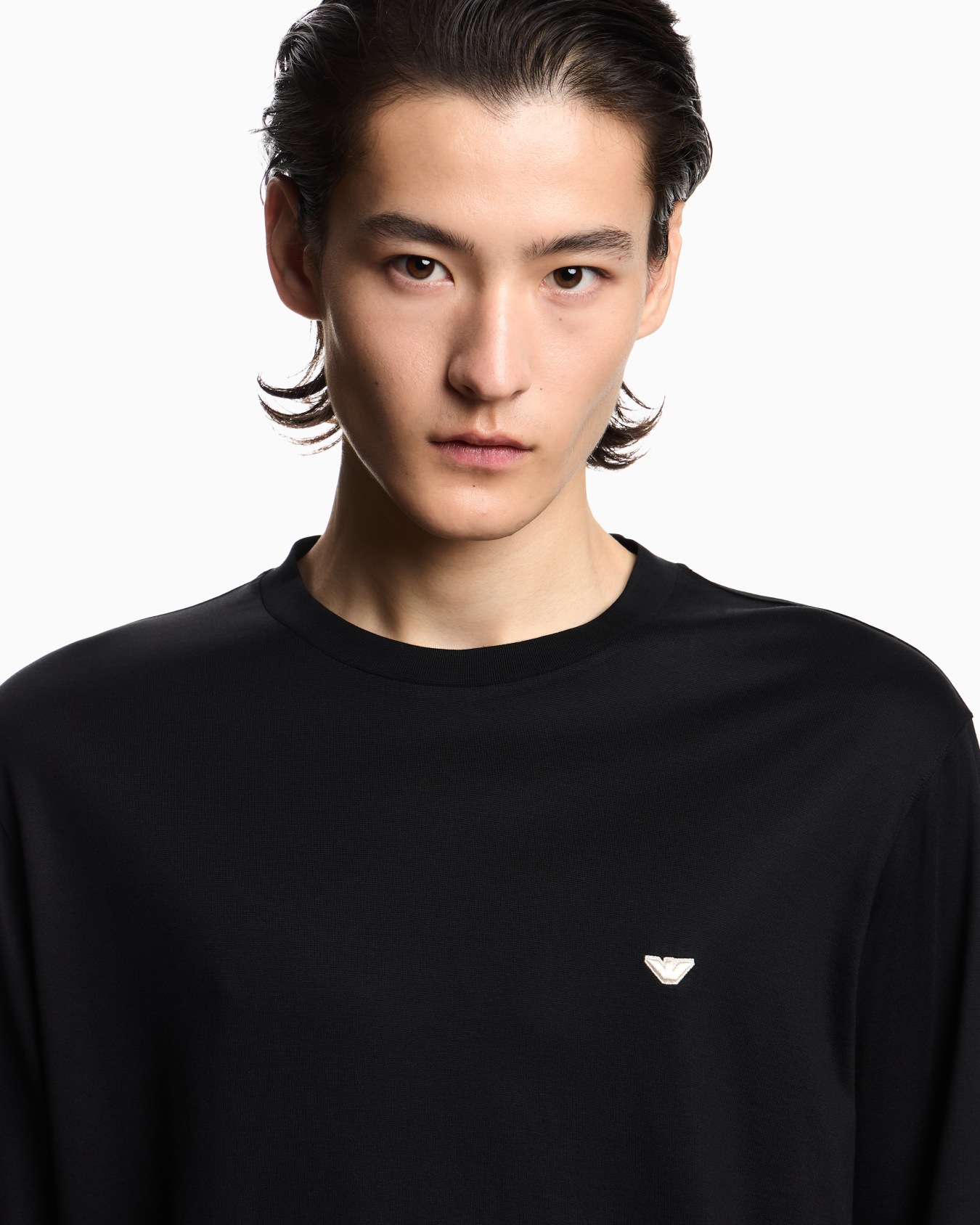 Lyocell-blend jersey jumper with embossed eagle embroidery Slide 4