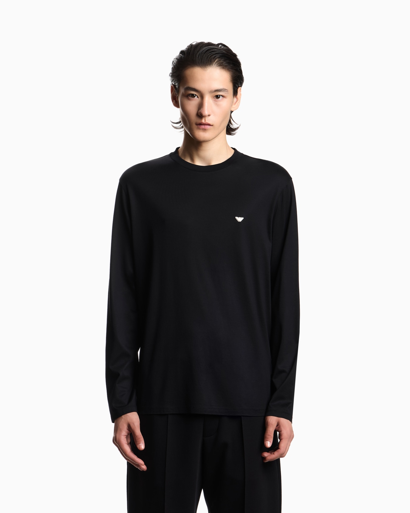 Lyocell-blend jersey jumper with embossed eagle embroidery Slide 3