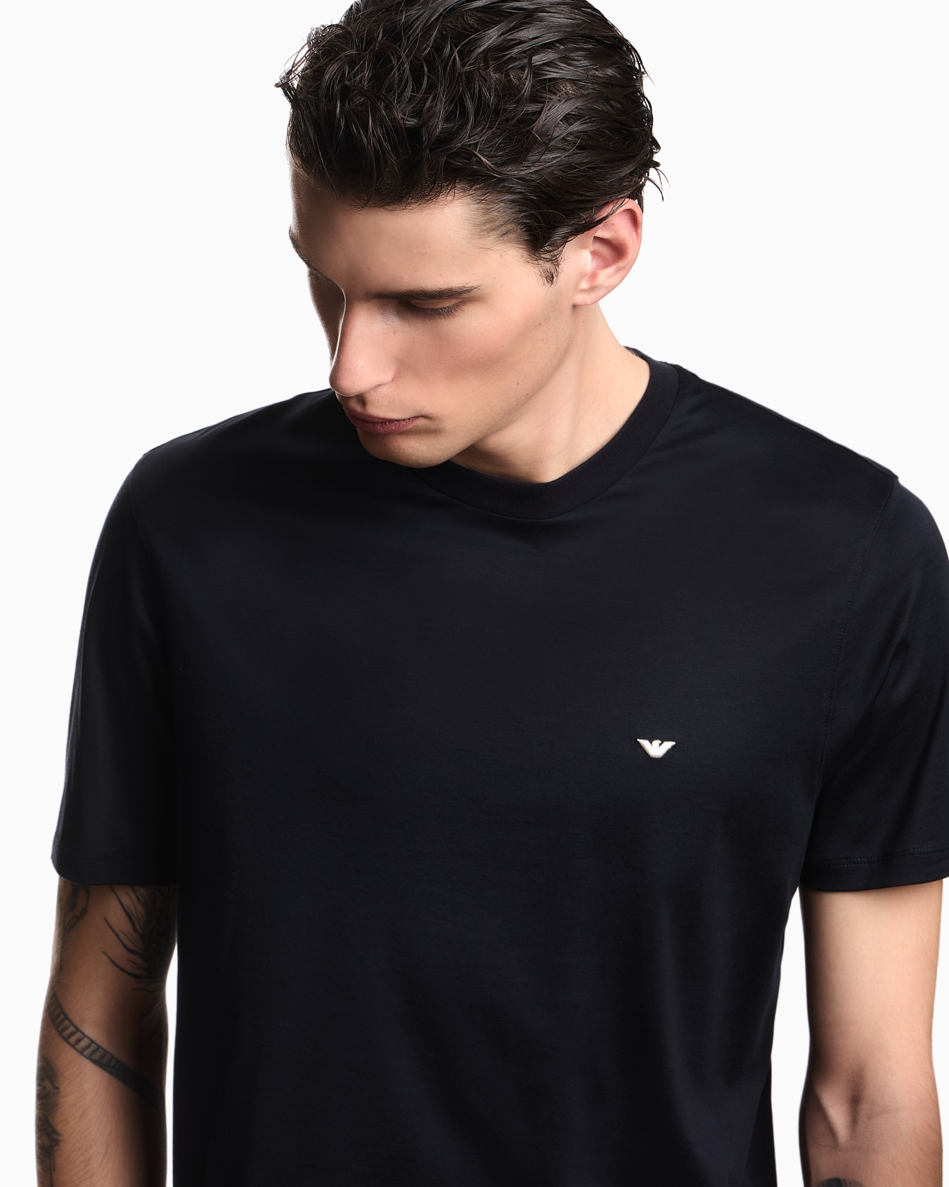 Lyocell-blend jersey T-shirt with embossed eagle embroidery Slide 4