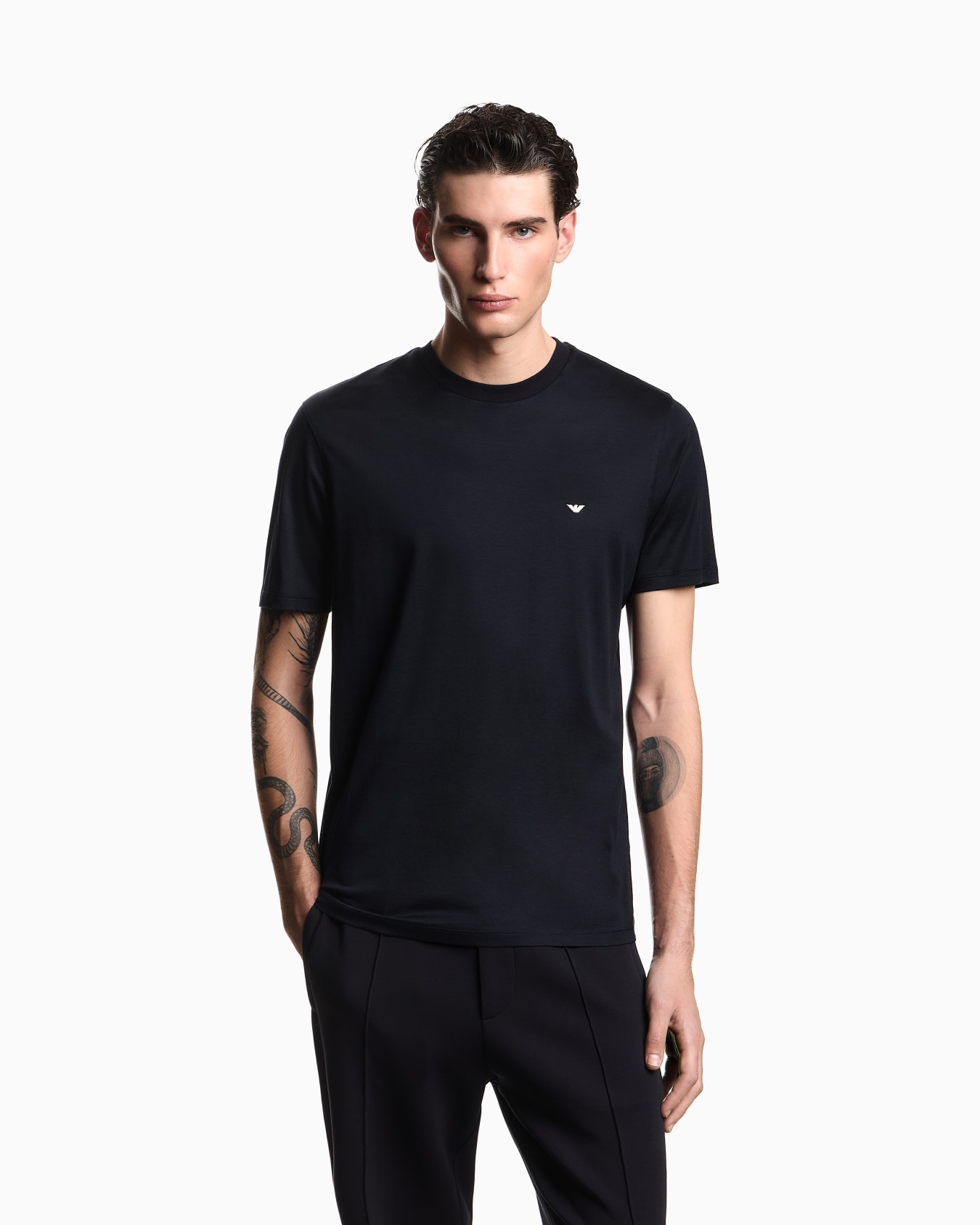 Lyocell-blend jersey T-shirt with embossed eagle embroidery Slide 3