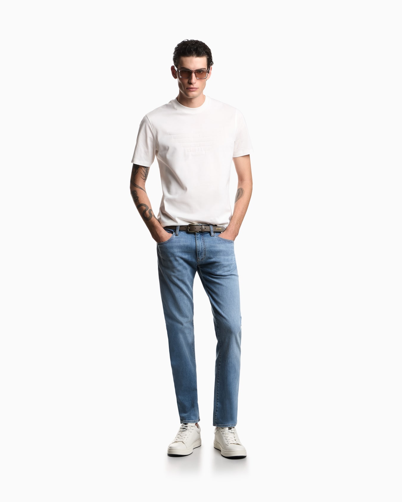 Jersey T-shirt with matching intarsia logo Slide 1