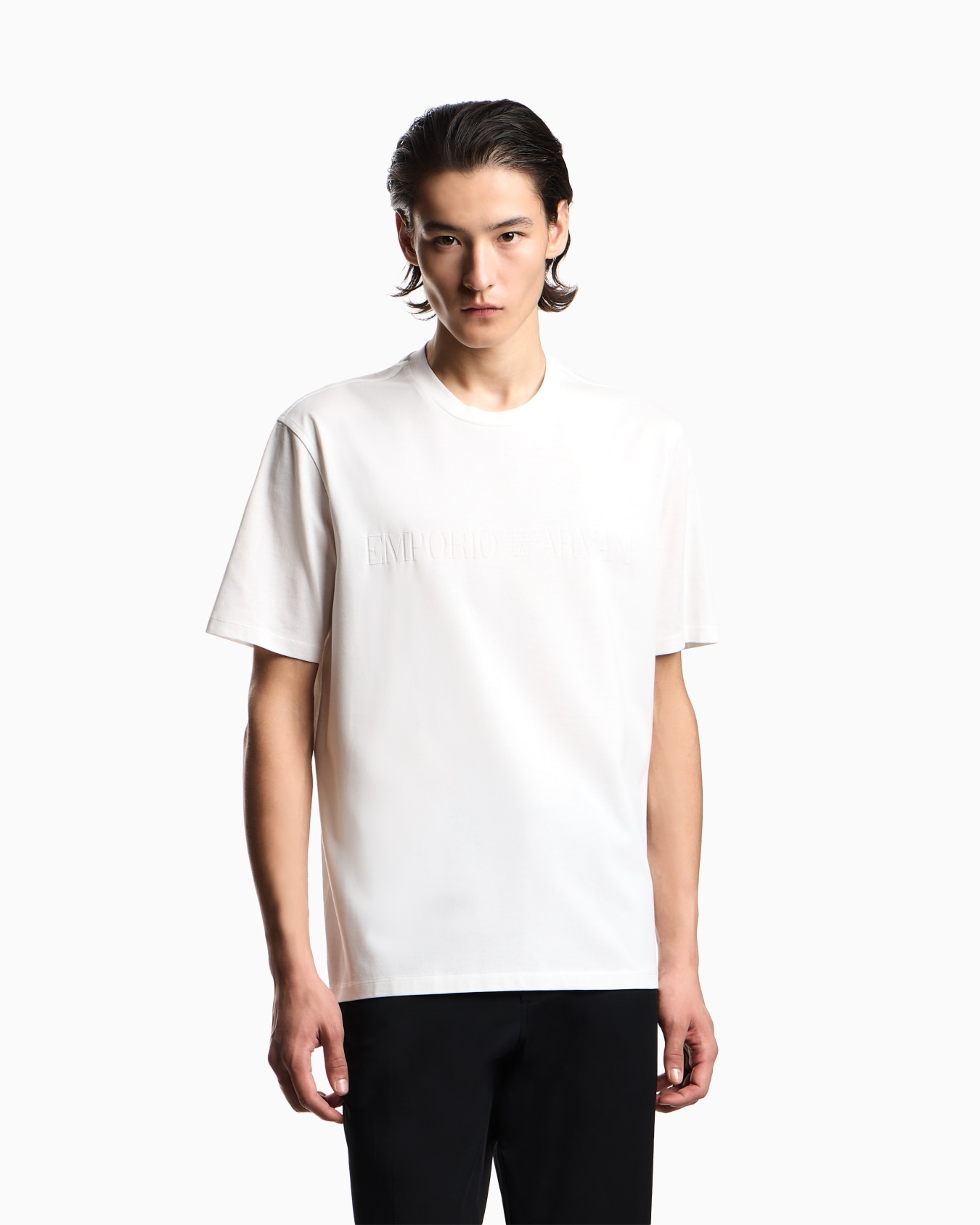 Jersey T-shirt with matching intarsia logo Slide 3