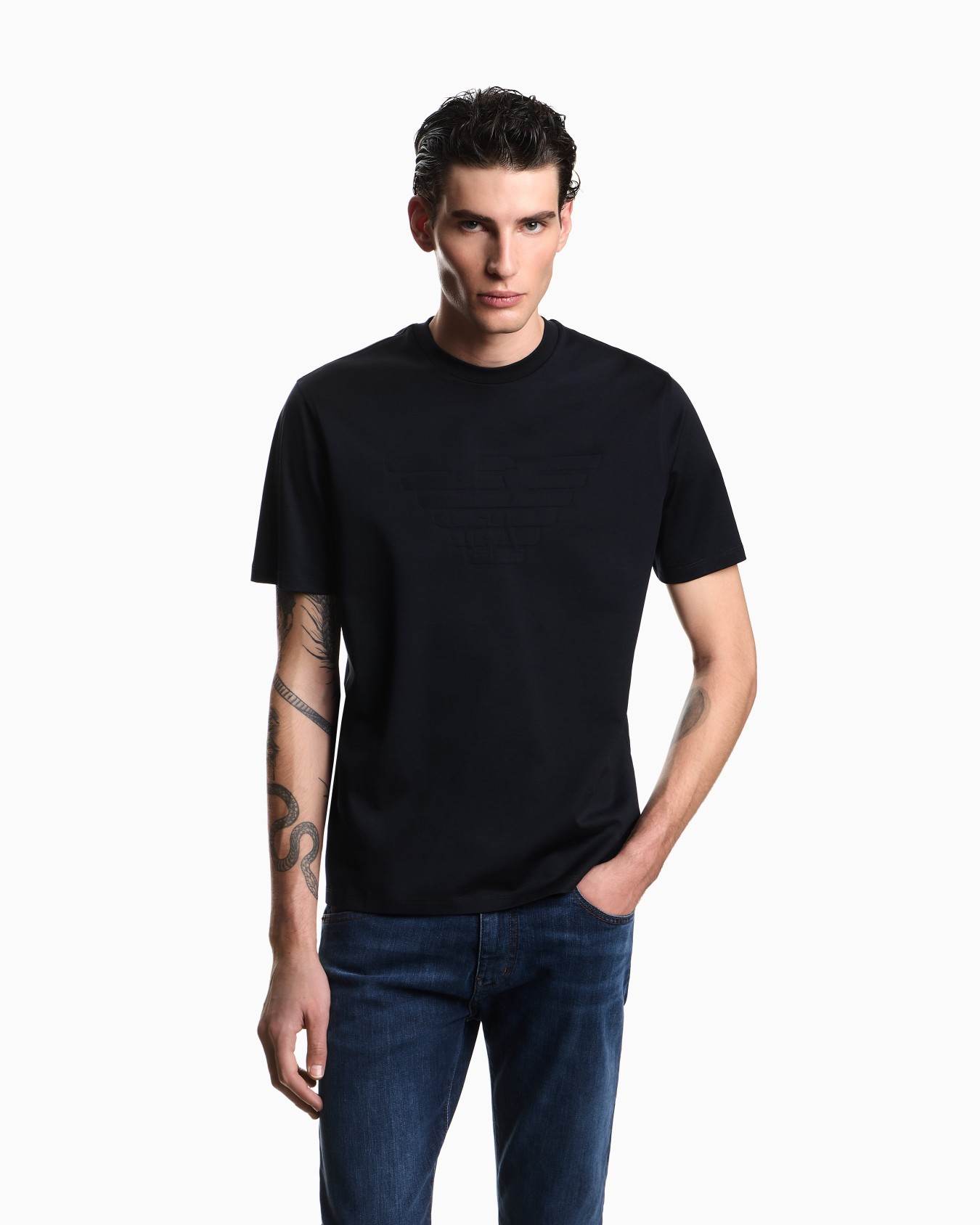 Jersey T-shirt with matching intarsia logo Slide 3