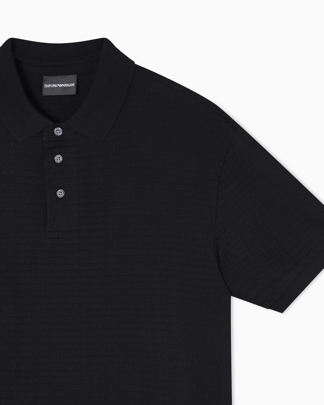 Jersey polo shirt with all-over jacquard lettering Slide 4