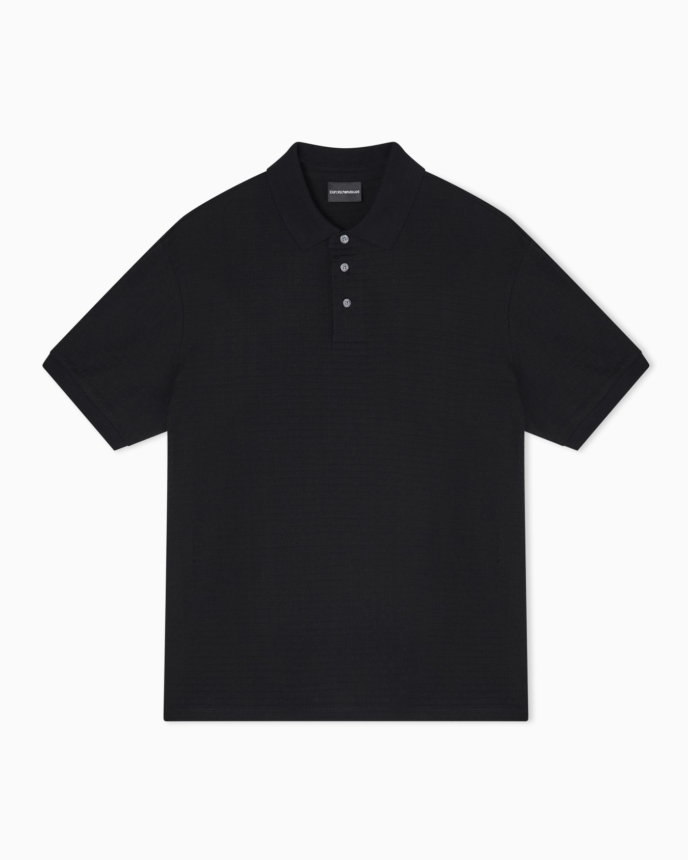 Jersey polo shirt with all-over jacquard lettering Slide 0