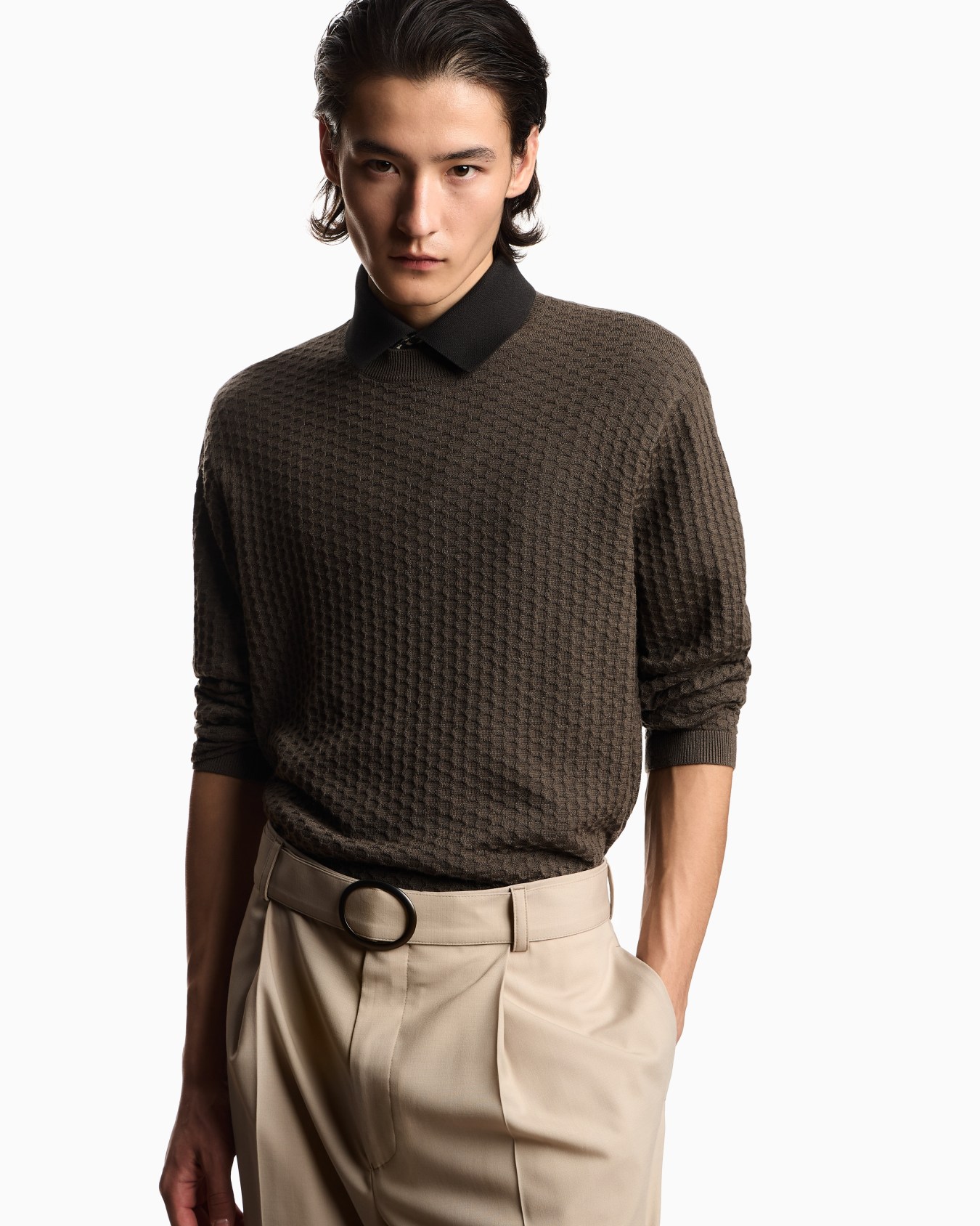 Fancy stitch virgin wool sweater Slide 4