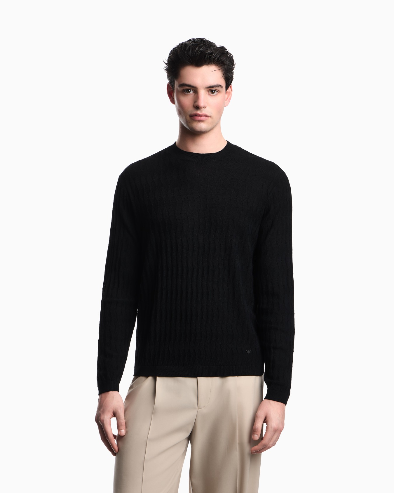 Textured virgin wool jumper Slide 3