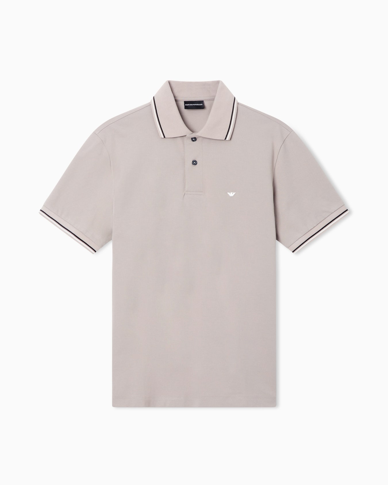 Slim-fit stretch piqué polo shirt with micro eagle Slide 0