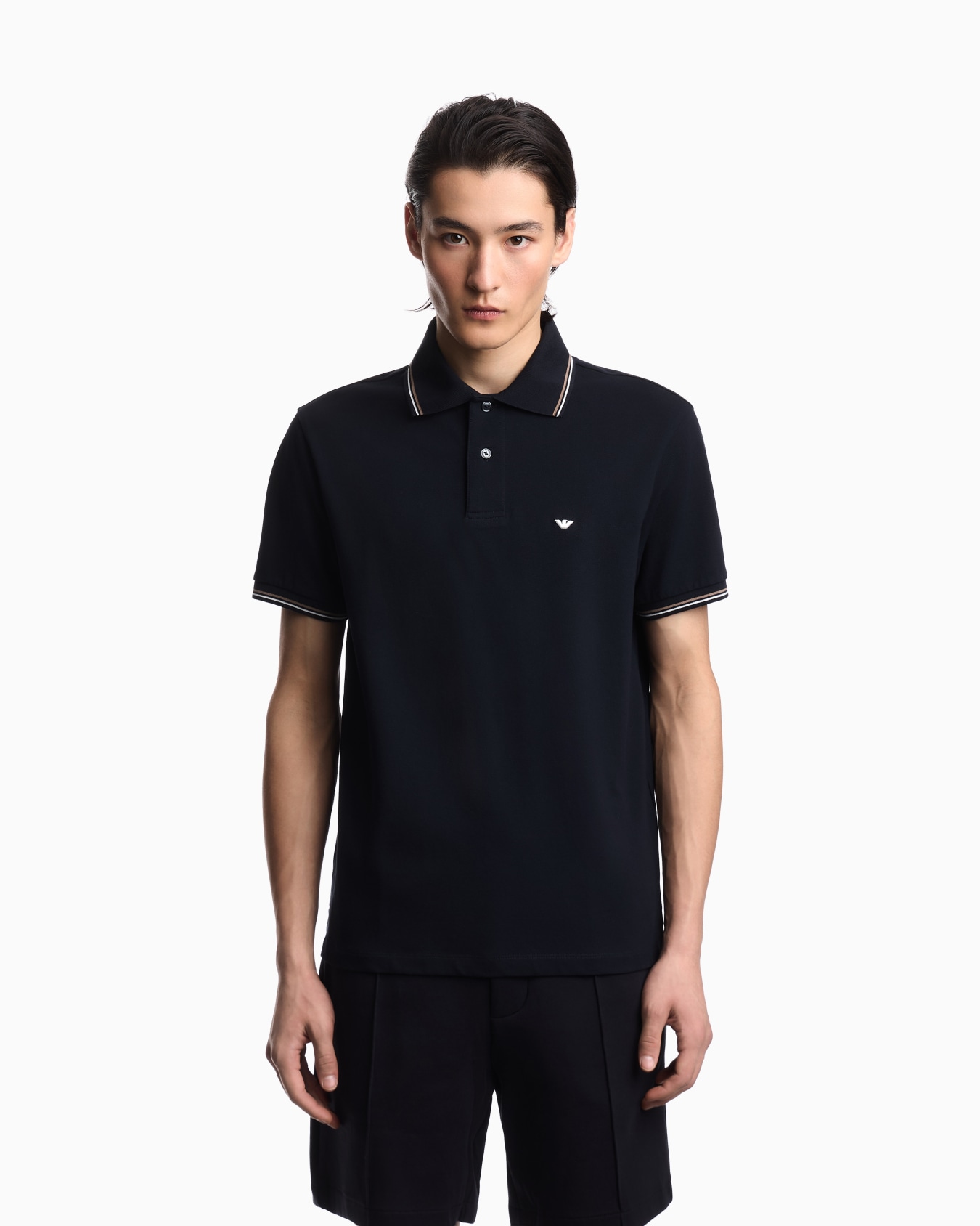 Polo coupe slim en piqué stretch avec petit aigle Diapositive 3