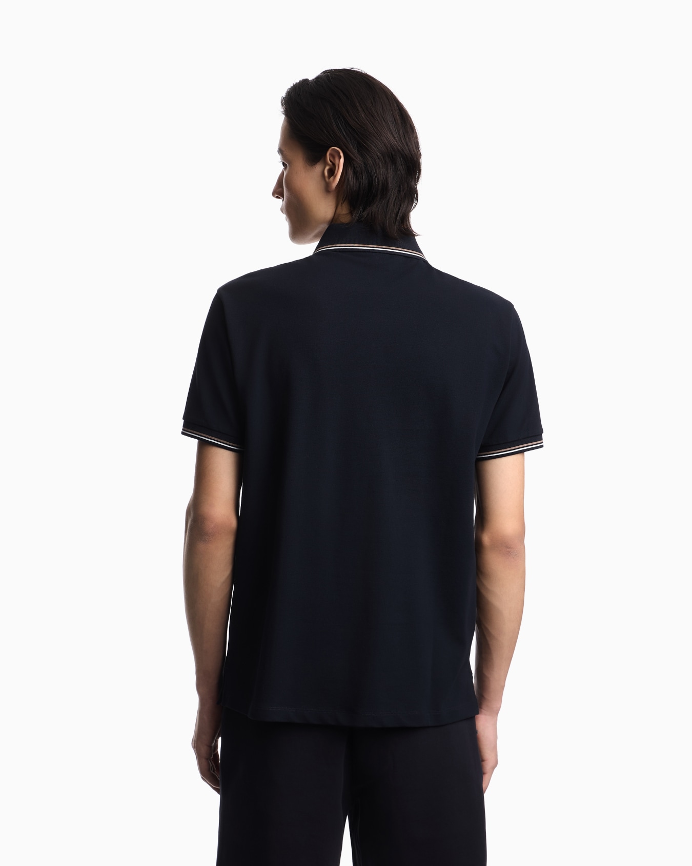 Polo coupe slim en piqué stretch avec petit aigle Diapositive 2