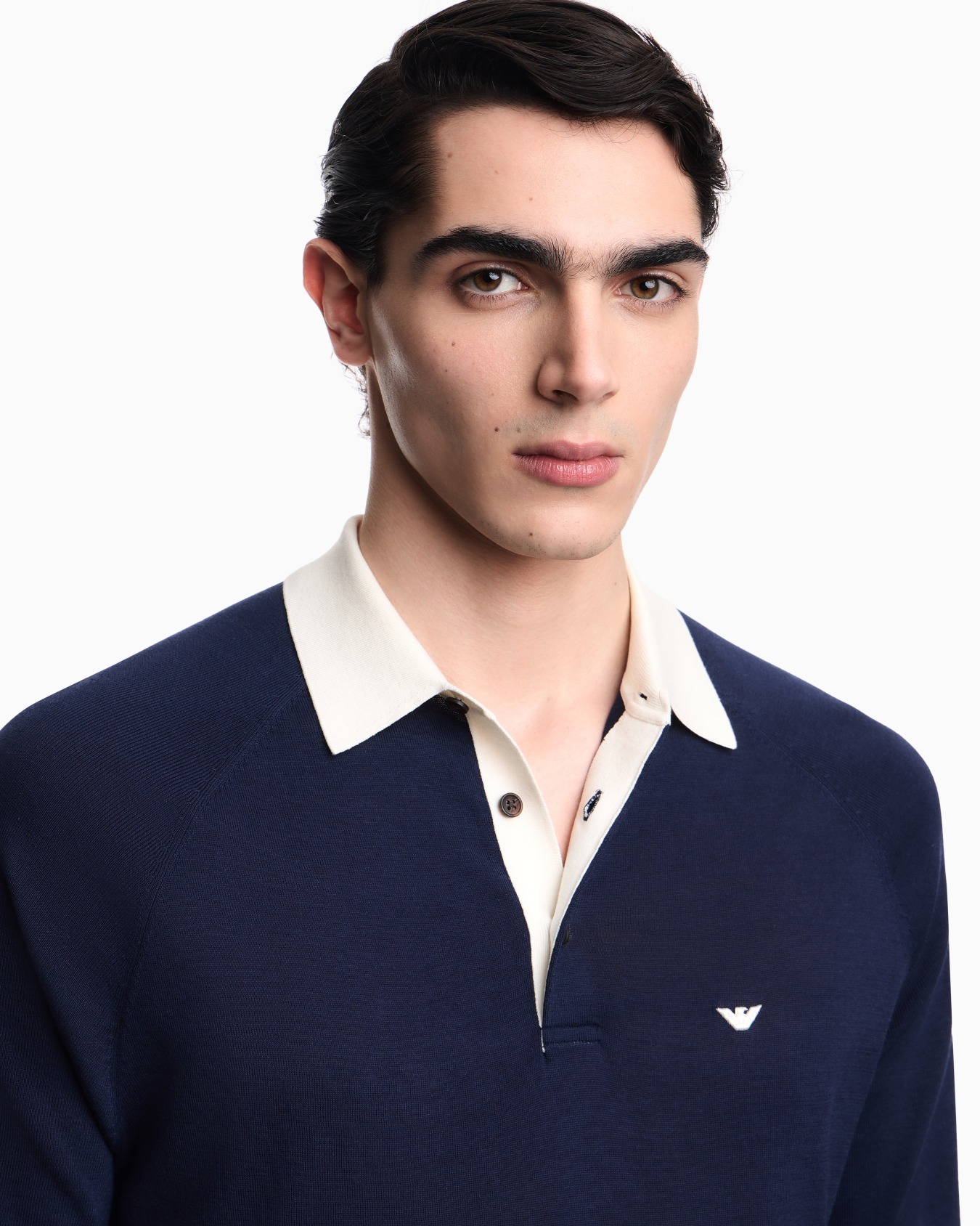 Plain-knit Lyocell-blend jumper with polo shirt collar Slide 4