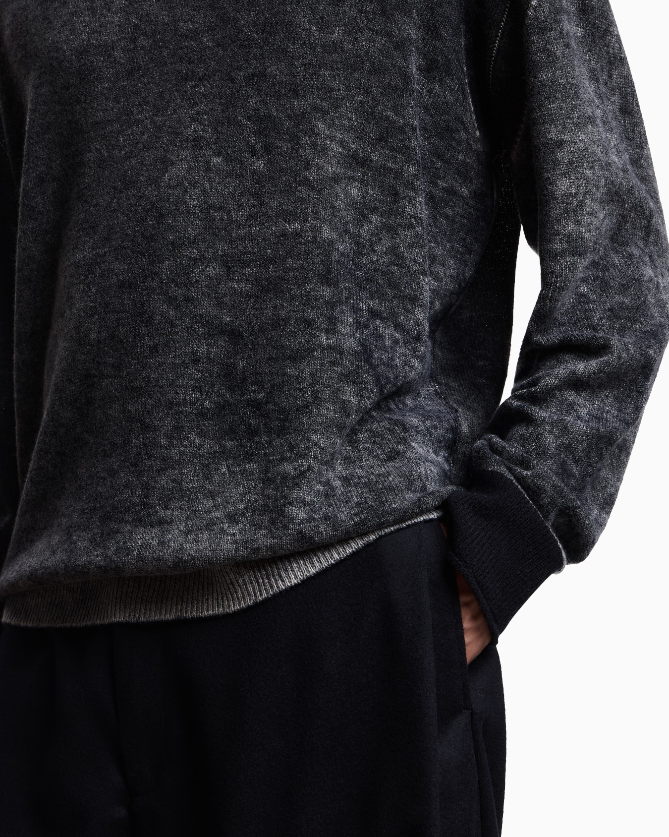 Printed, plain-knit virgin wool jumper Slide 4