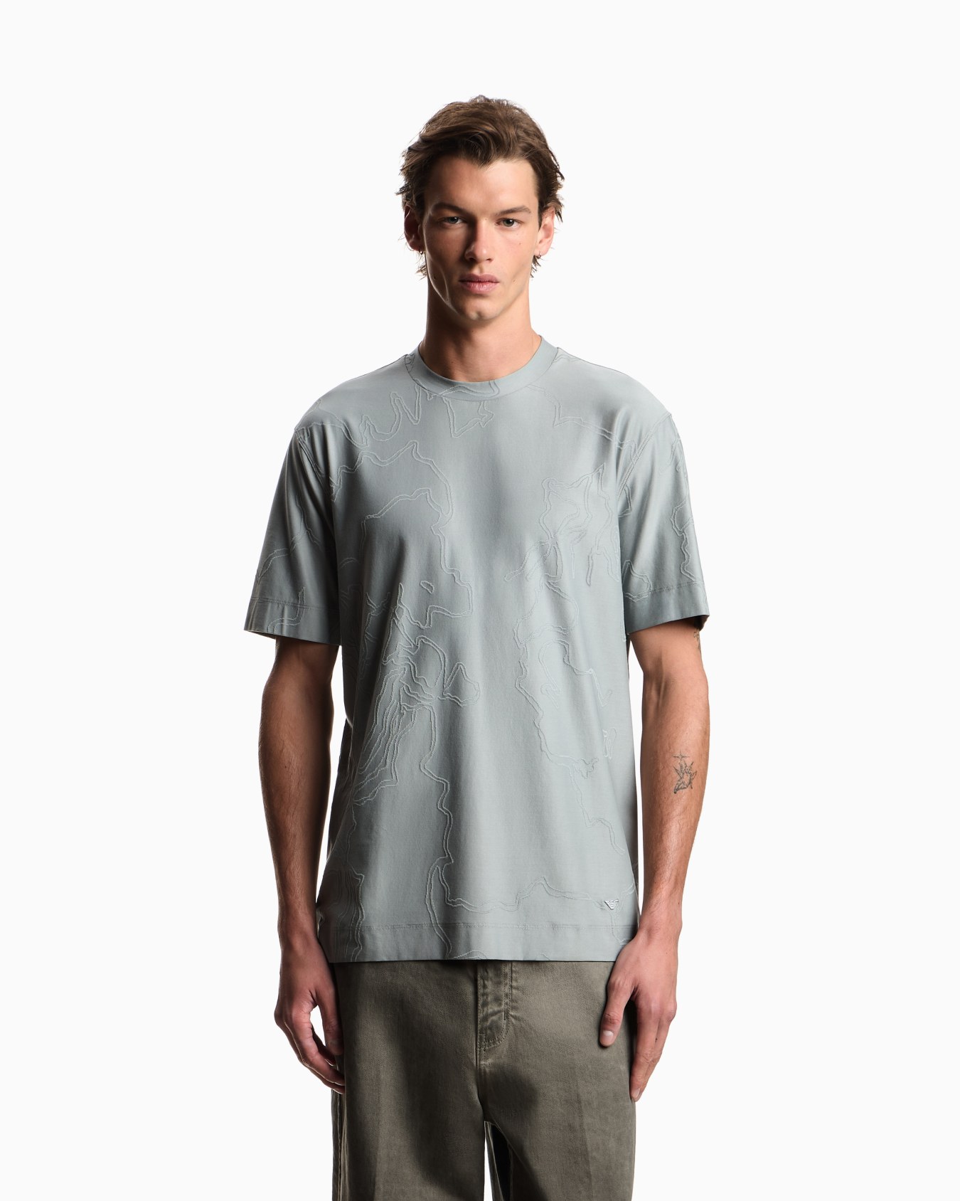 Silk jersey t-shirt with knit detail Slide 3