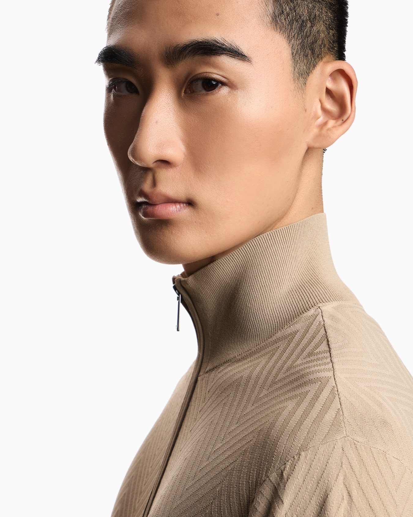 Cárdigan de punto chevrón en mezcla de viscosa con cremallera completa Icon ASV Diapositiva 4