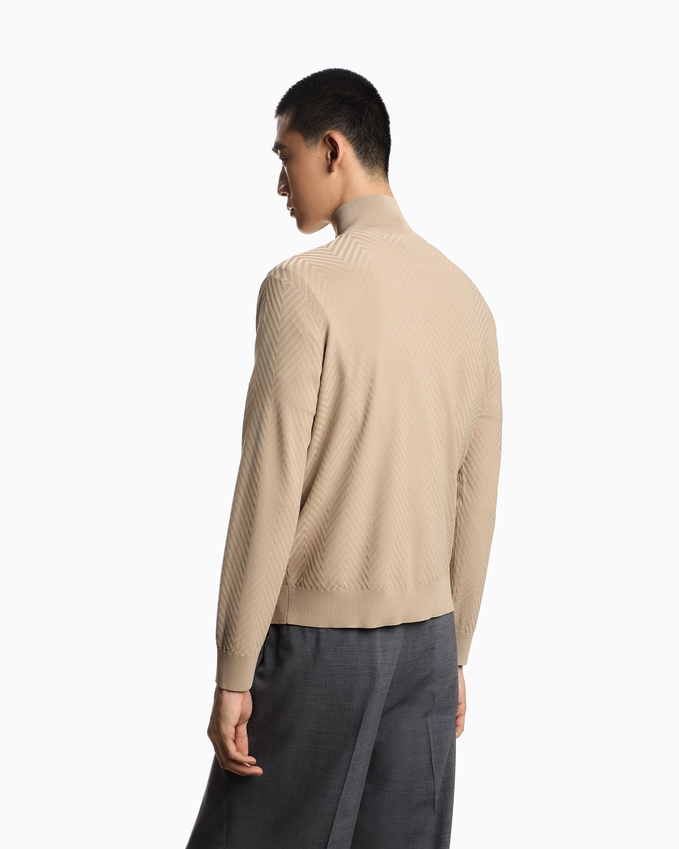 Cárdigan de punto chevrón en mezcla de viscosa con cremallera completa Icon ASV Diapositiva 2