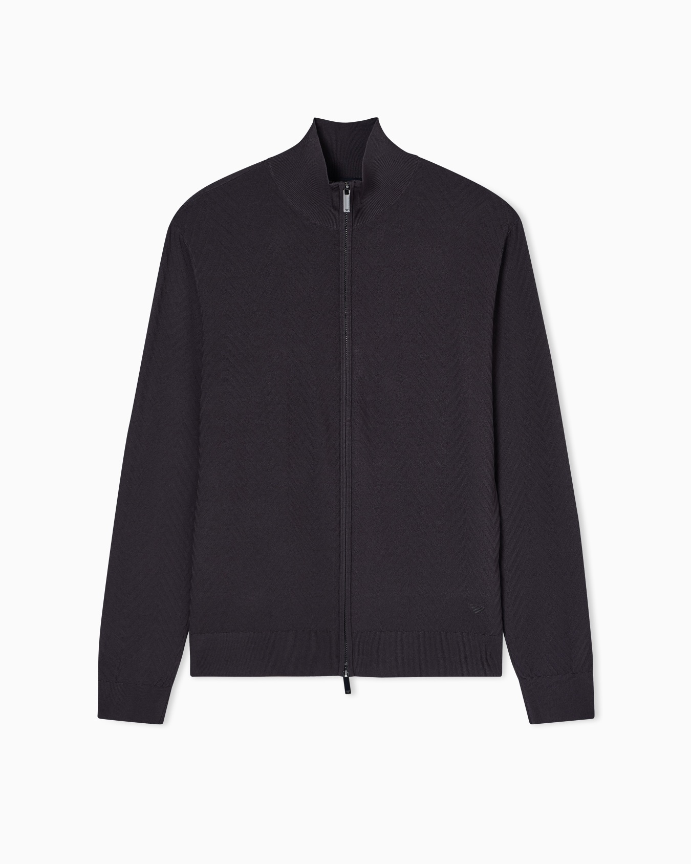 Cárdigan de punto chevrón en mezcla de viscosa con cremallera completa Icon ASV Diapositiva 0