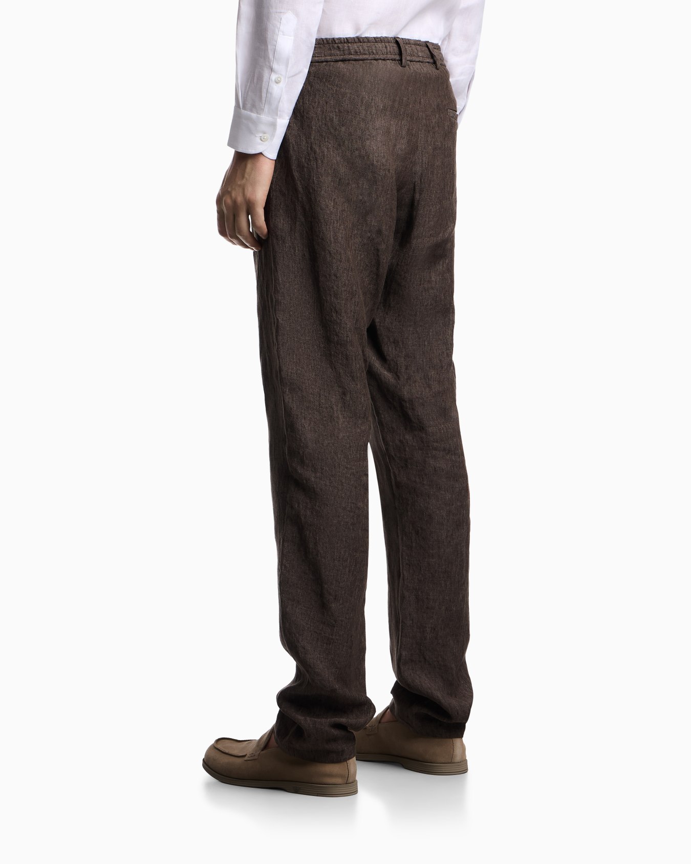 Trousers with pleats in washed linen with crepe hand Slide 2