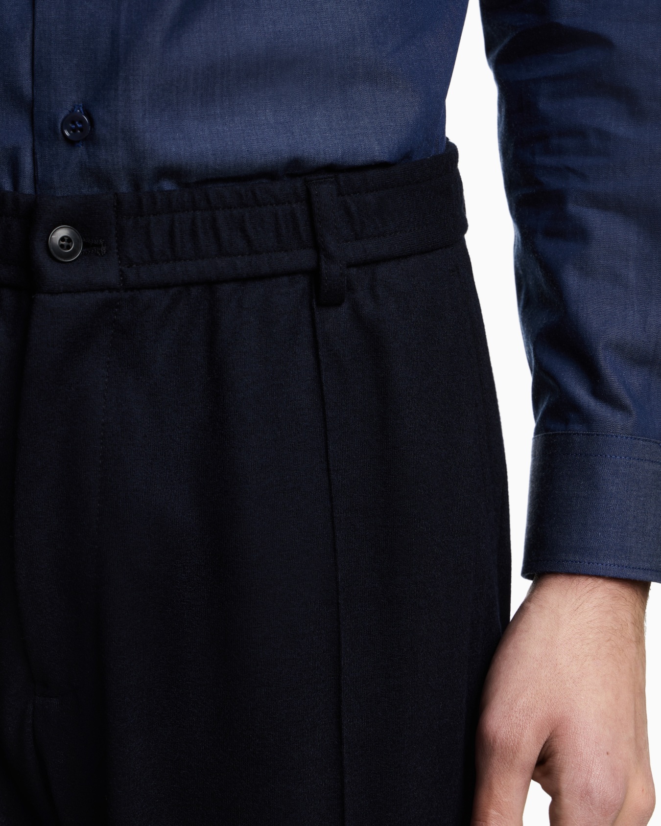 Trousers with ribbing in ultra-lightweight compact wool jersey Slide 4