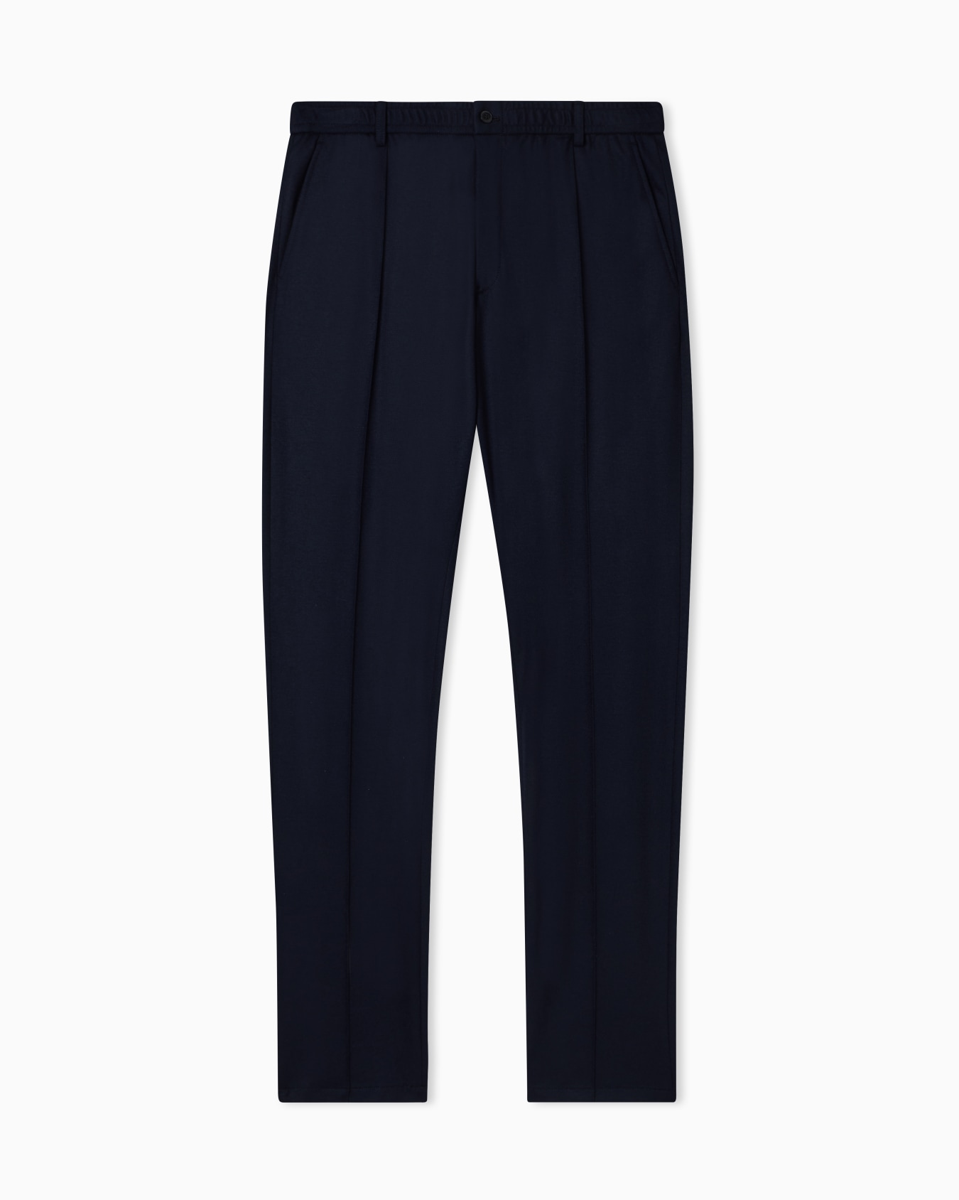 Trousers with ribbing in ultra-lightweight compact wool jersey Slide 0