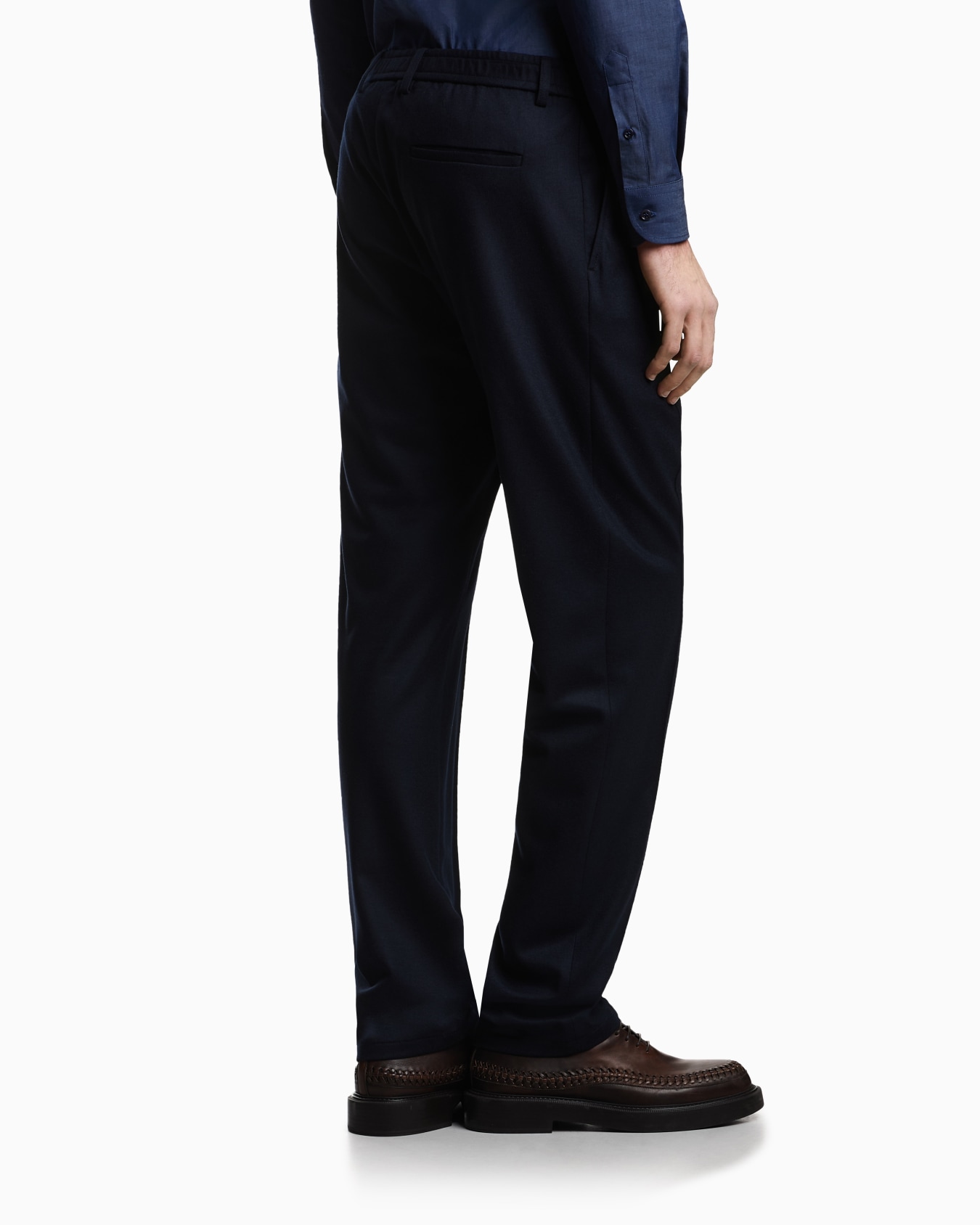 Trousers with ribbing in ultra-lightweight compact wool jersey Slide 2