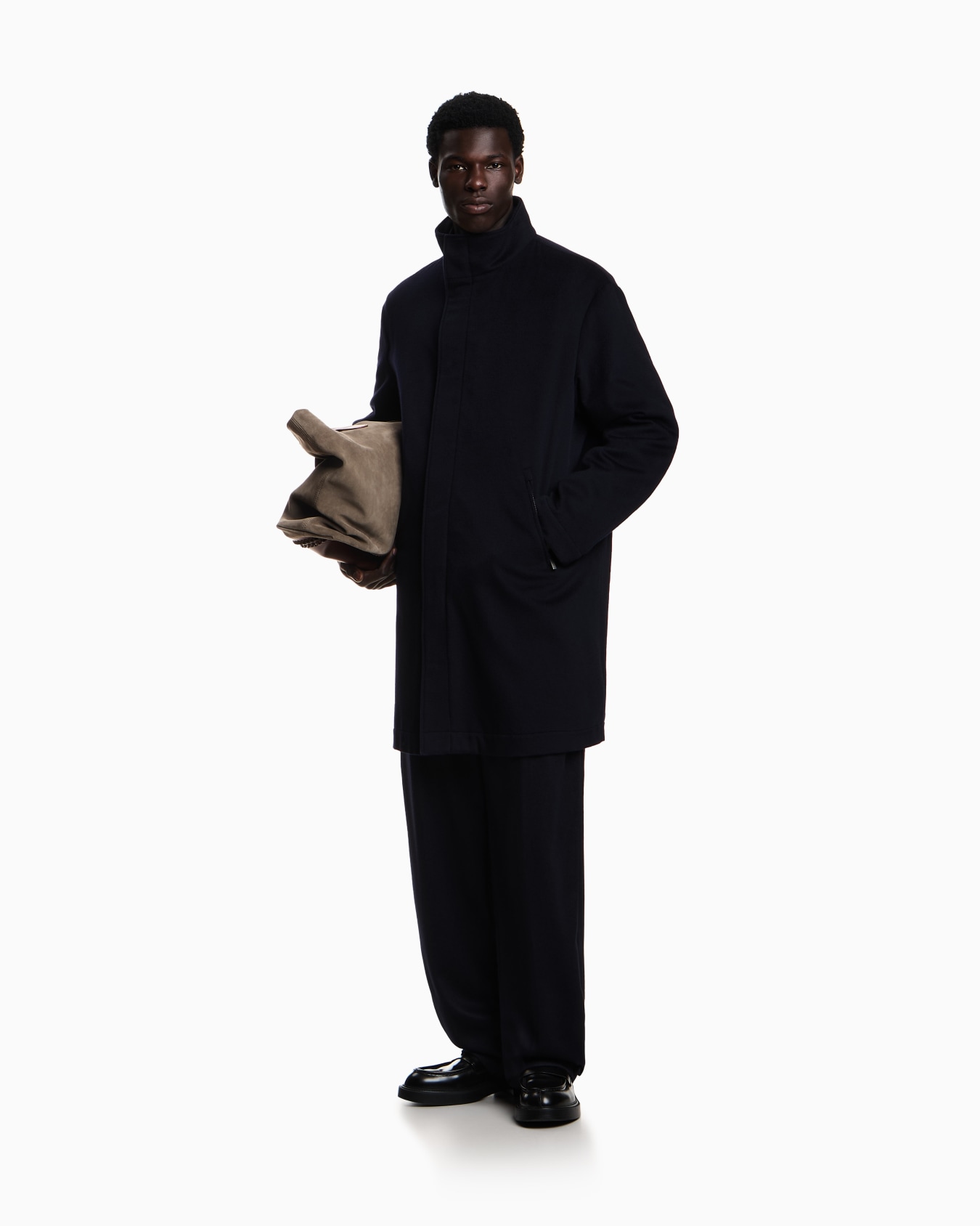 2-in-1 full-zip coat in pure combed cashmere Slide 1