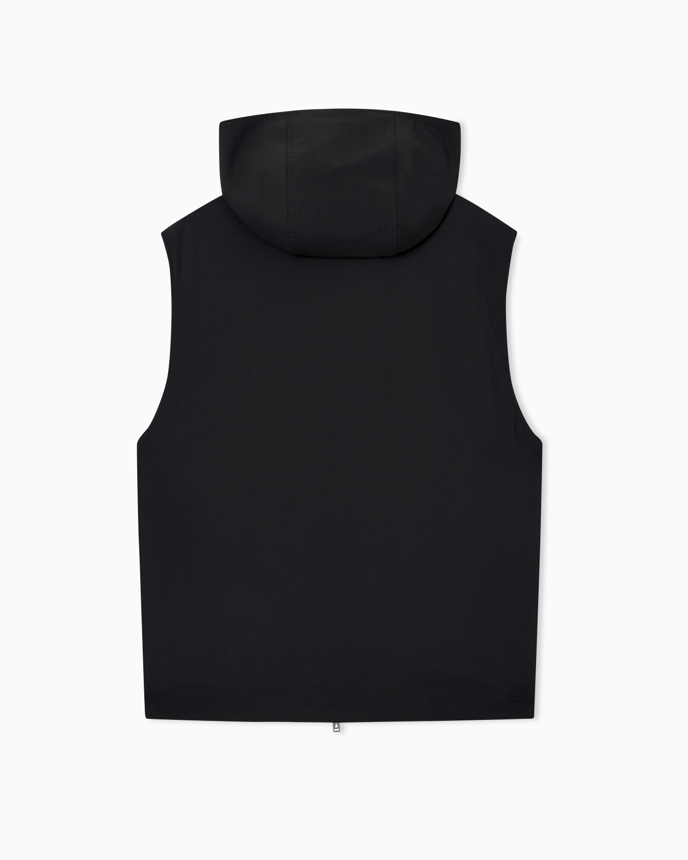 Smanicato con cappuccio in tela di lana stretch compatta Slide 2