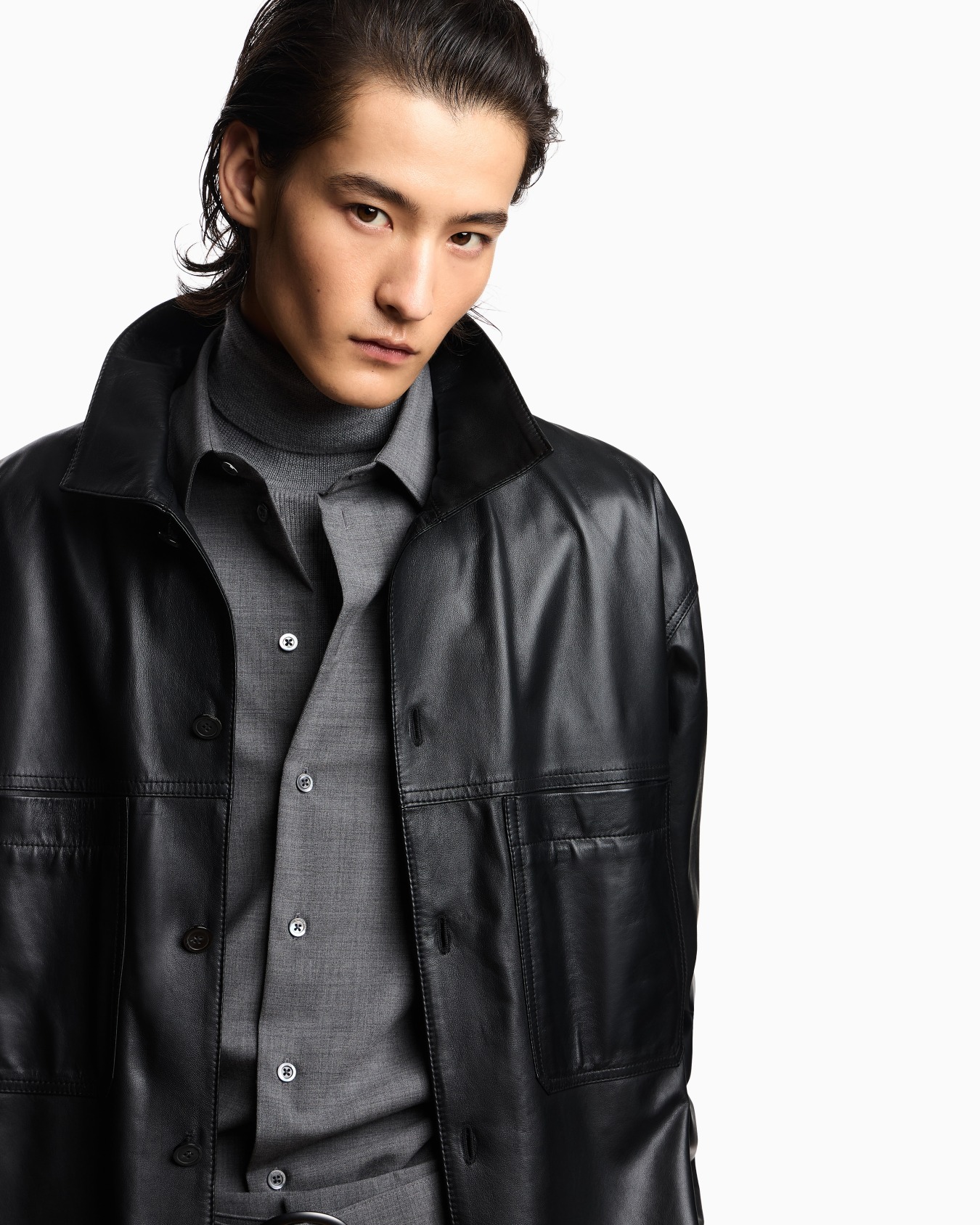 Ultra light lambskin nappa leather shirt jacket Slide 4