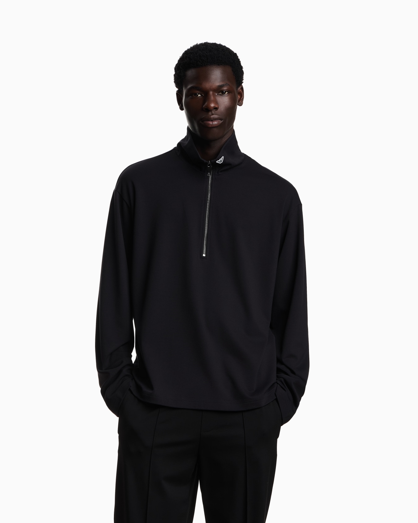 モックネックセーター ジャージー パーシャルジップ スライドする 3