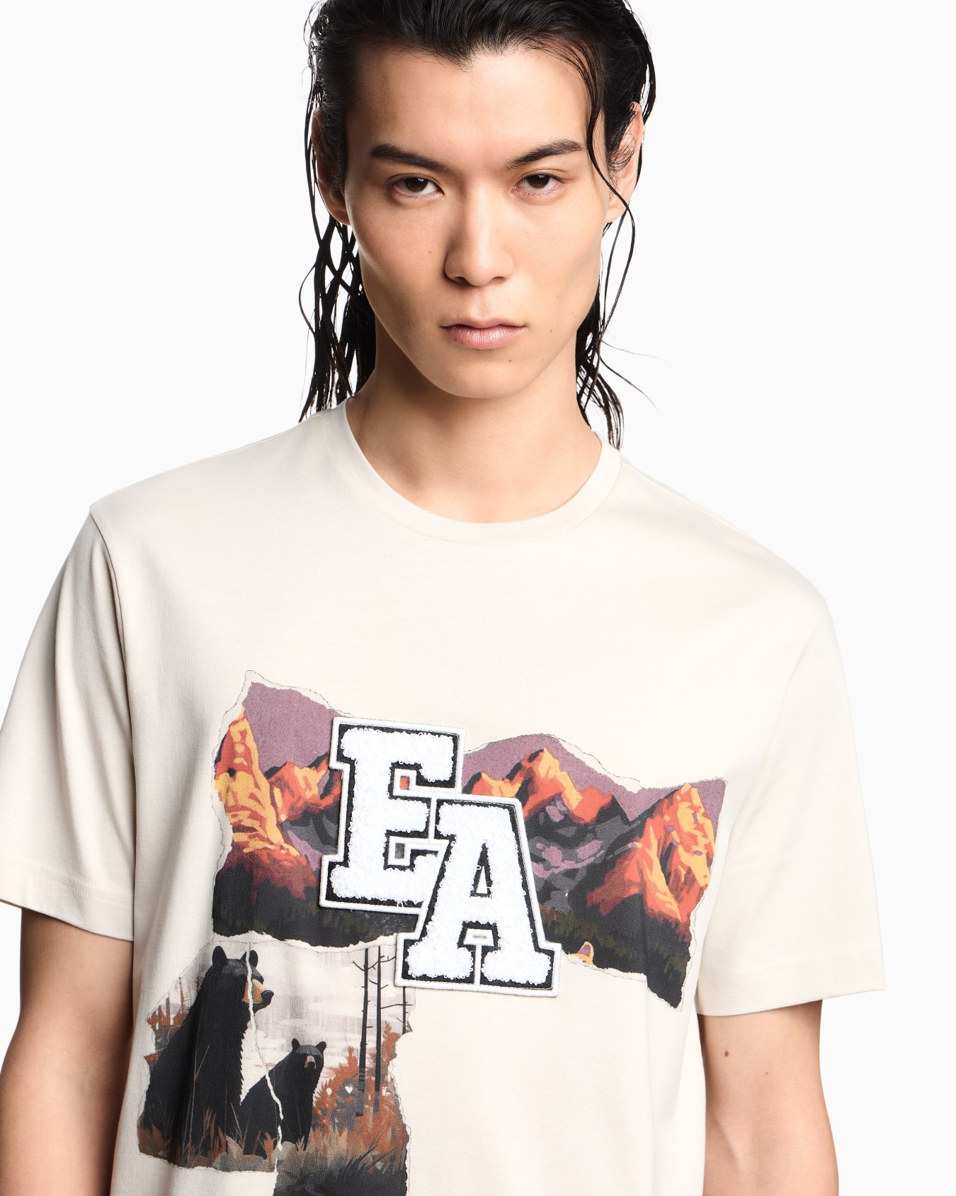 T-shirt in jersey stampa mountain Après Slide 4