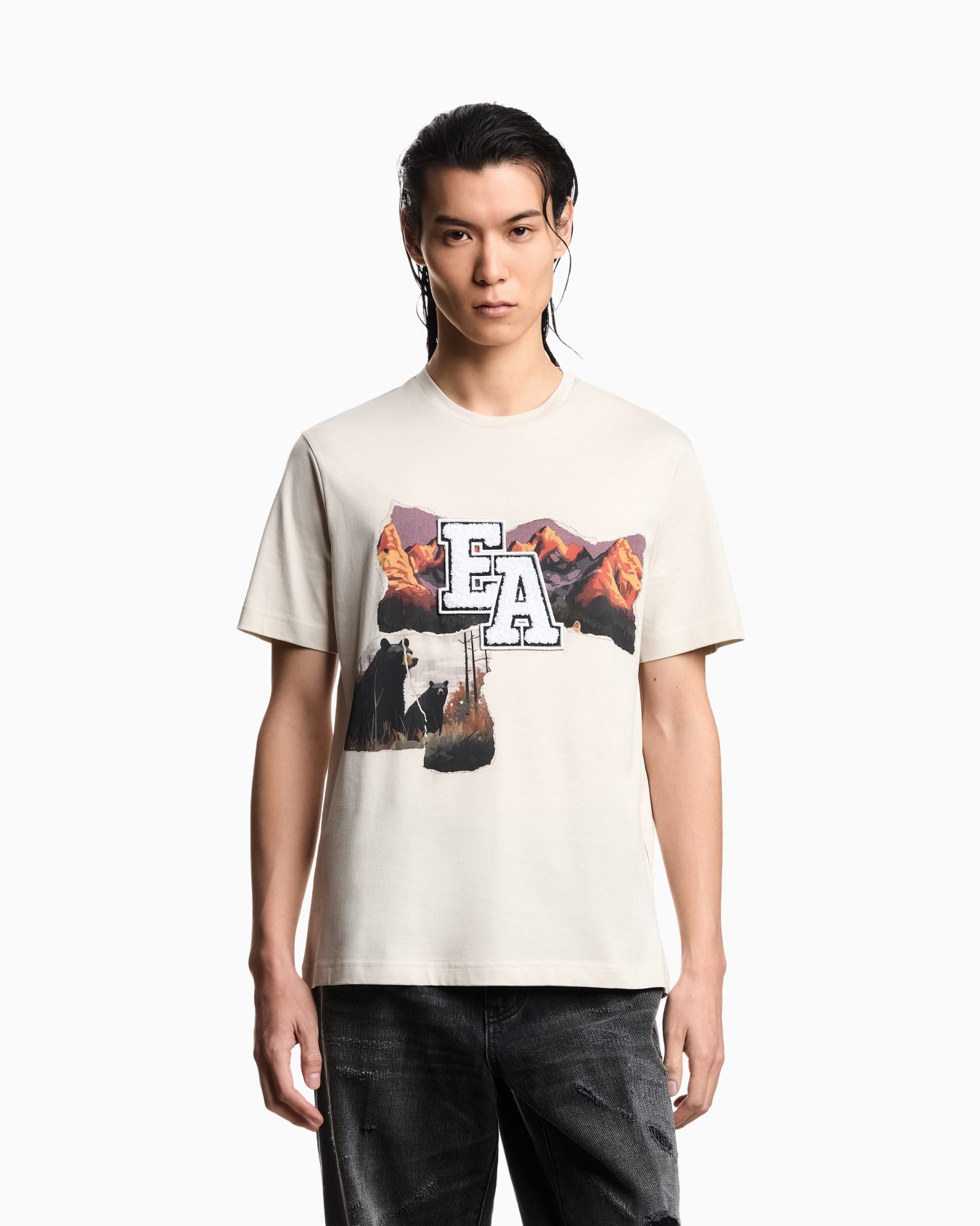 T-shirt in jersey stampa mountain Après Slide 3