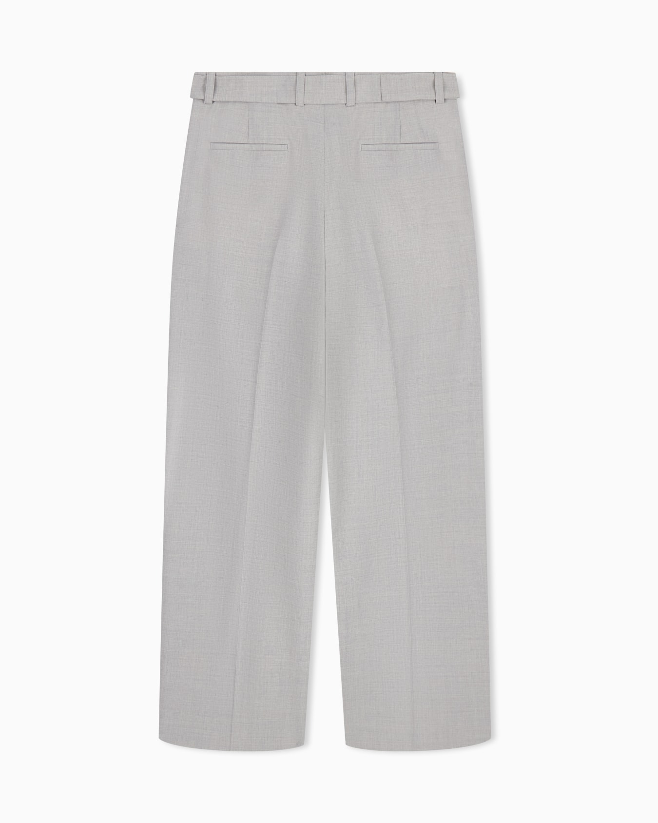 Trousers with pleats and belt in stretch wool canvas Slide 3