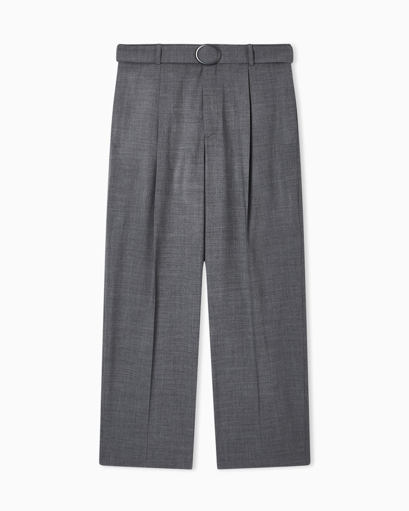 Trousers with pleats and belt in stretch wool canvas Slide 0