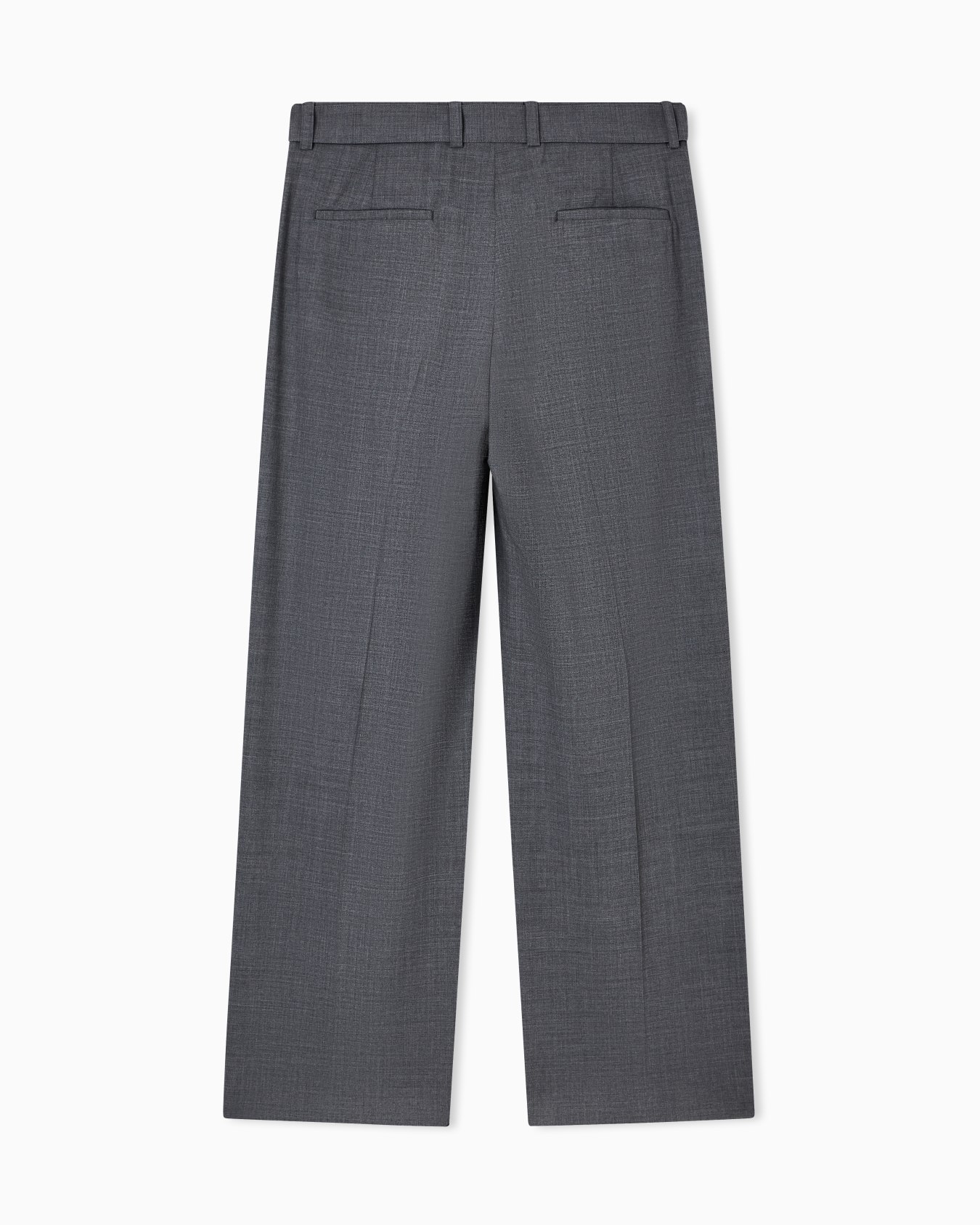 Trousers with pleats and belt in stretch wool canvas Slide 3