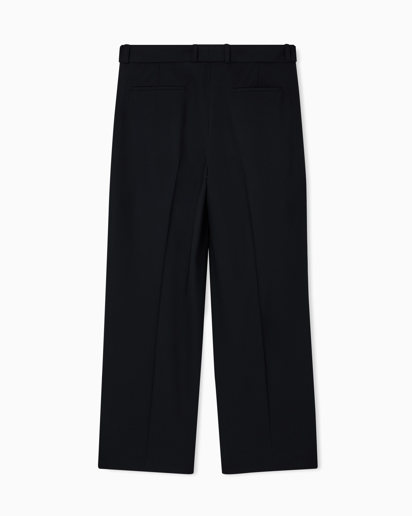 Trousers with pleats and belt in stretch wool canvas Slide 2