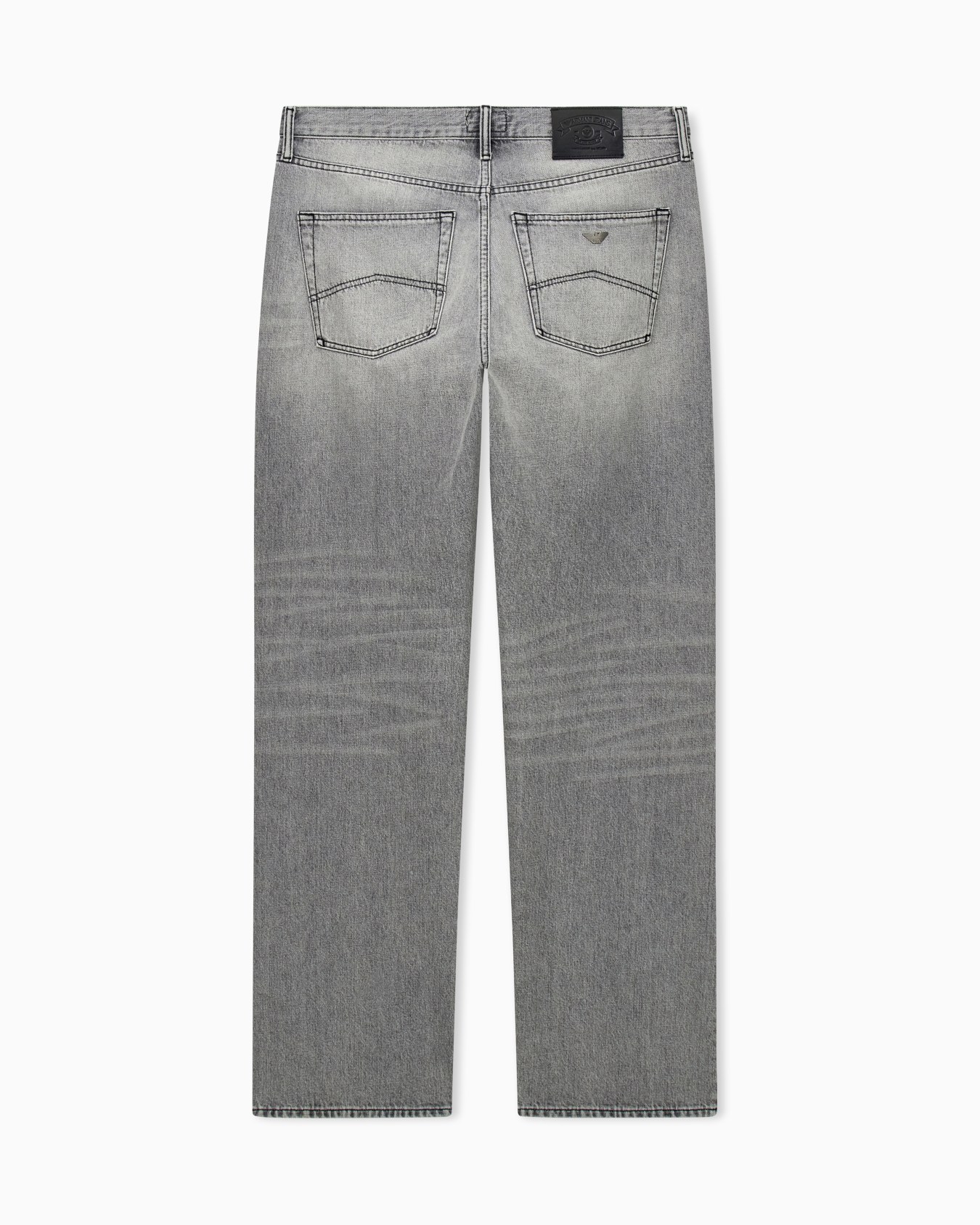 Five-pocket jeans in faded cotton denim with regular fit Slide 1