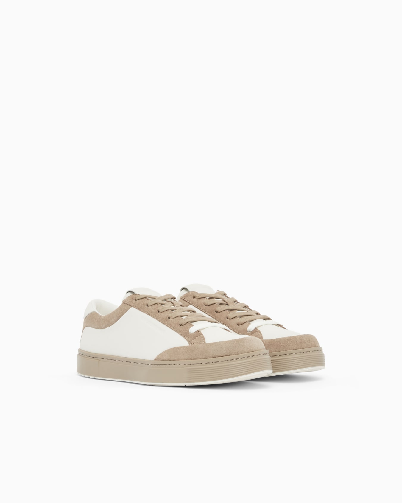 Leather sneakers with suede details Slide 1