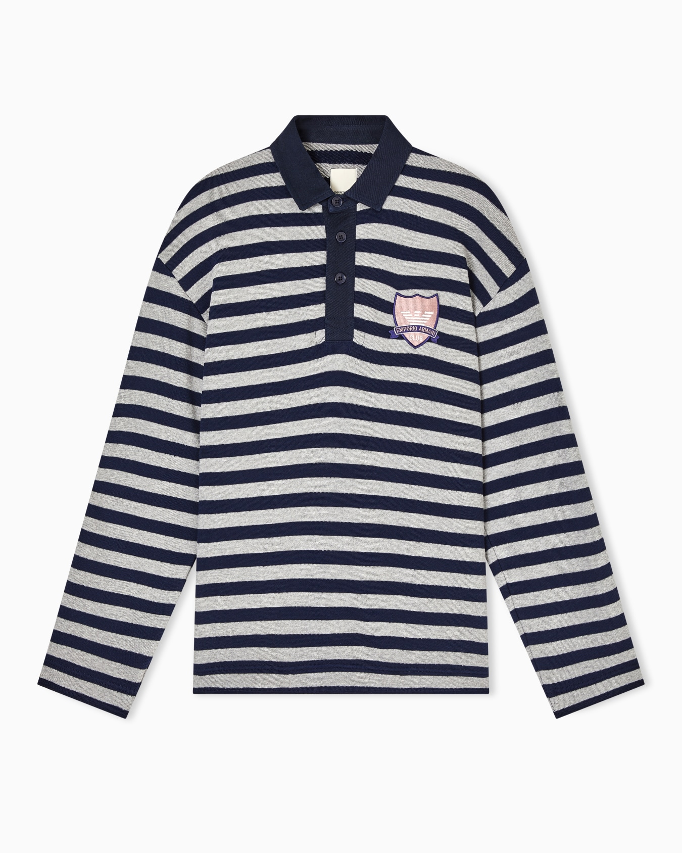 Eagle Club striped jersey polo shirt with patch Slide 0