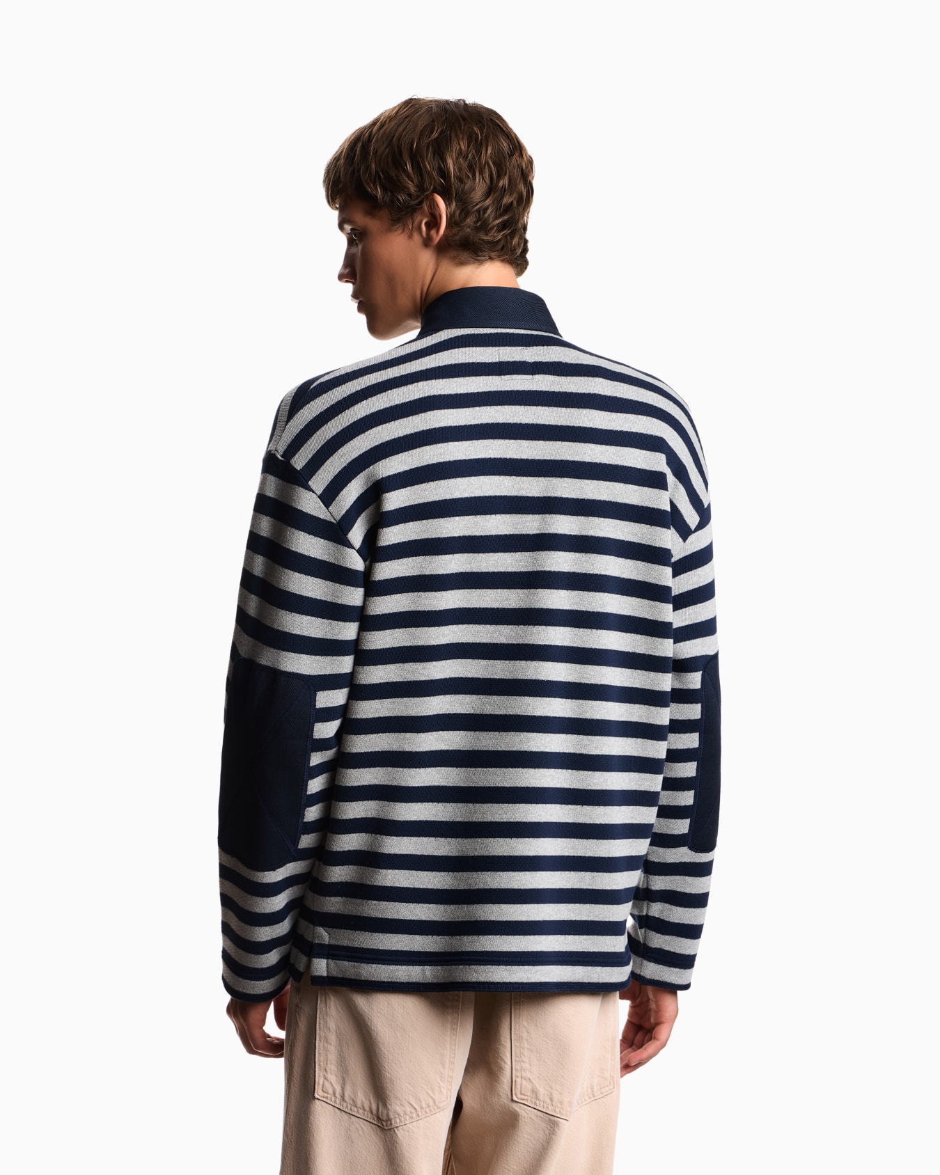 Eagle Club striped jersey polo shirt with patch Slide 2